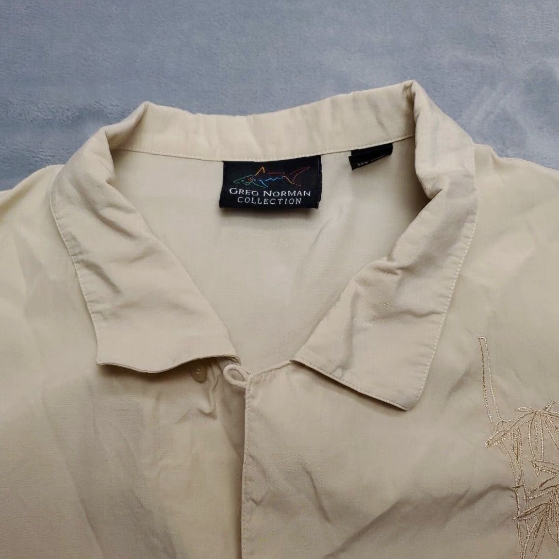 Vintage VINTAGE Greg Norman Camp Shirt Men XL Yellow Beige Embroidered Floral Silk Retro Size US XL / EU 56 / 4 - 5 Thumbnail