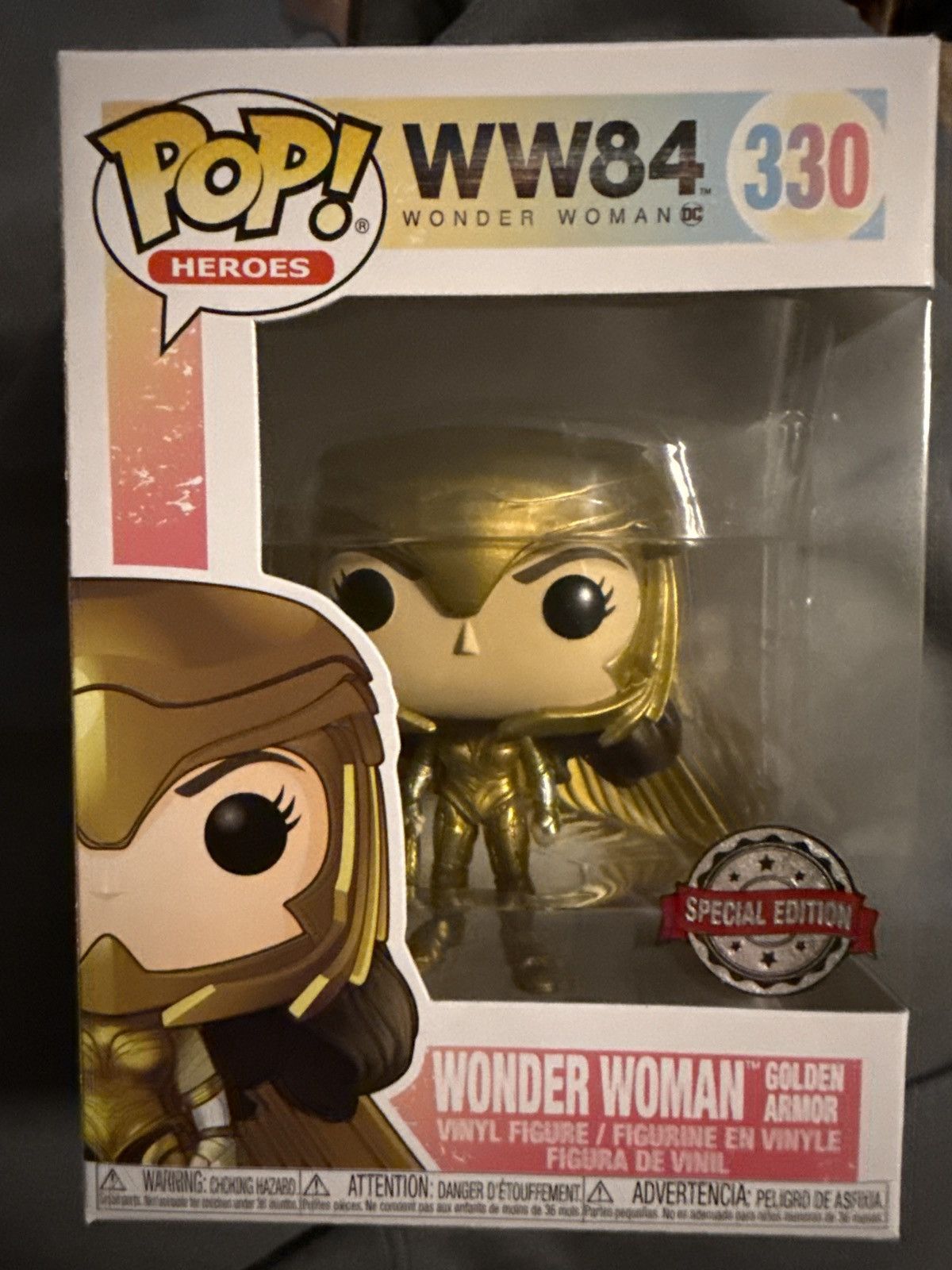 POP MART Funko Pop #330 Pop Heroes Wonder Woman GOLDEN ARMOR WW84 NEW Size ONE SIZE - 1 Thumbnail