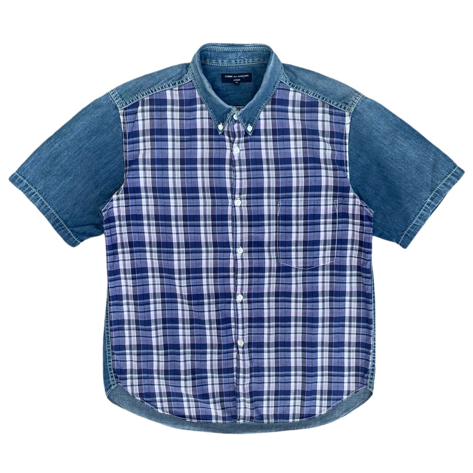 Comme des Garcons × Vintage 💥Vintage Comme des Garcons Plaid Denim SS Shirt Size US M / EU 48-50 / 2 - 1 Thumbnail