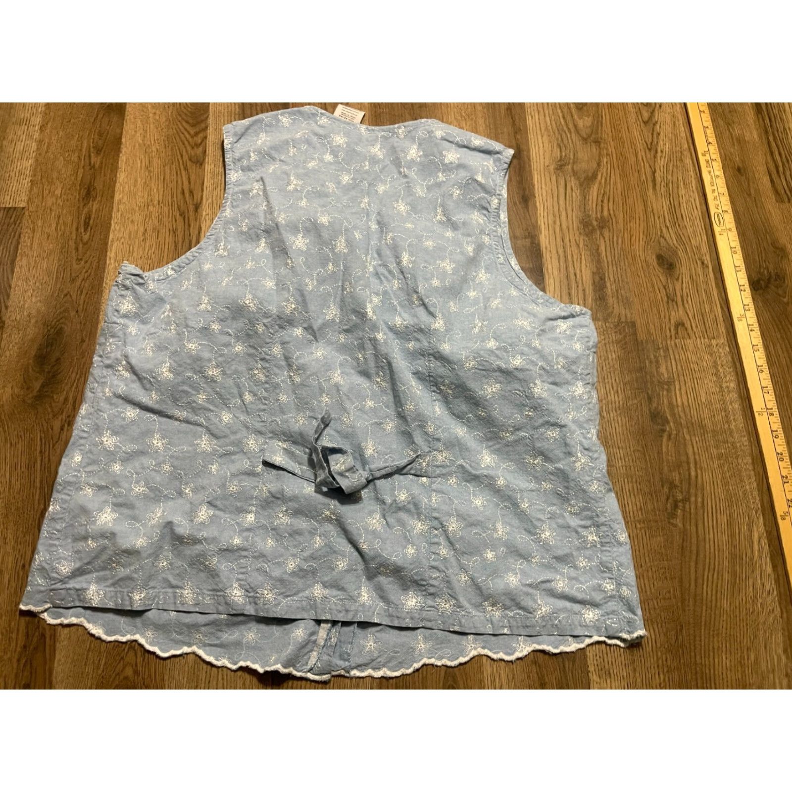 Vintage Bobbie Brooks Shirt Women's Plus 24W Blue Floral Sleeveless Button Up Size 4XL / US 24-26 - 2 Thumbnail