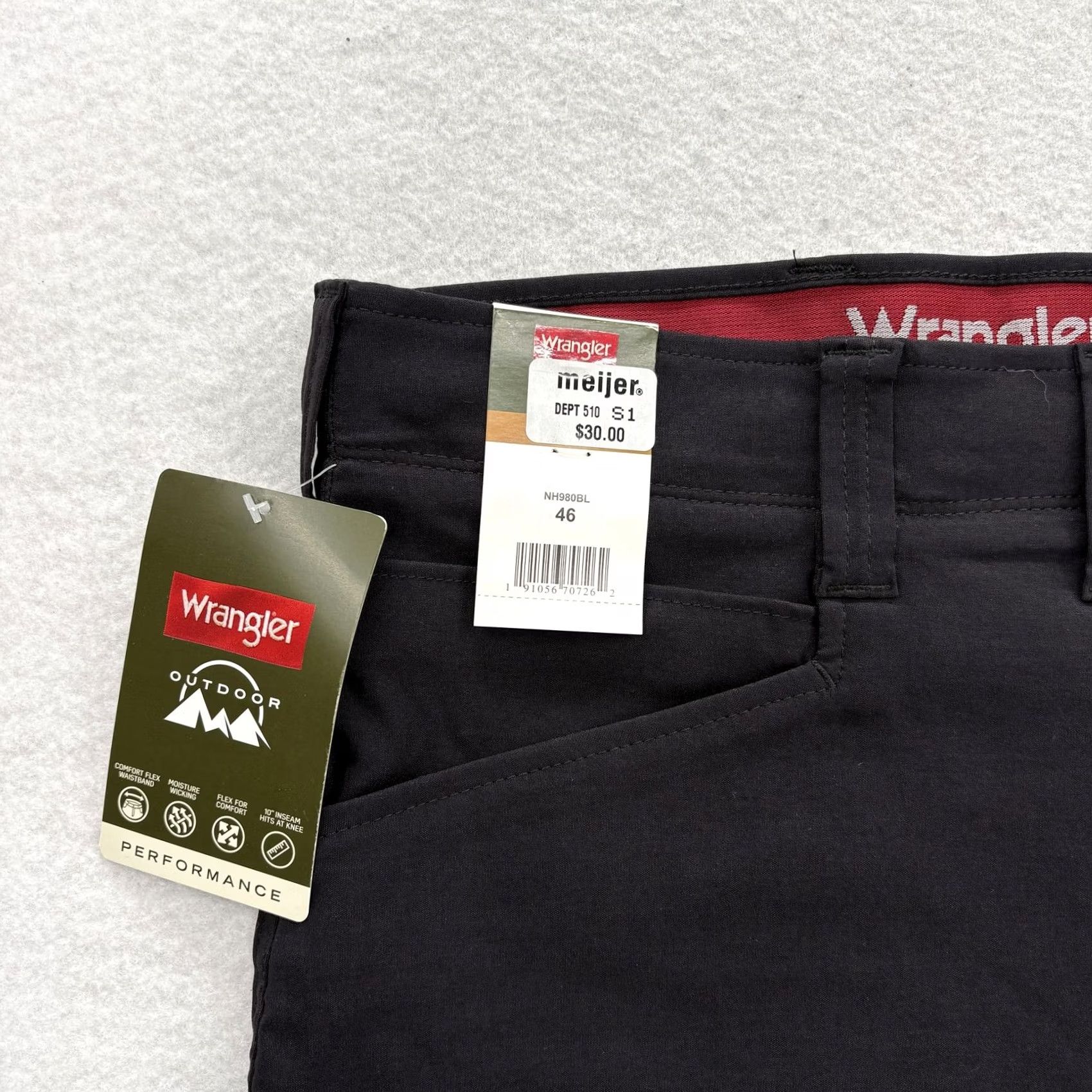 Wrangler Wrangler Outdoor Series Cargo Shorts Mens Black Stretch Performance Hiking 46 Size US 30 / EU 46 - 2 Thumbnail