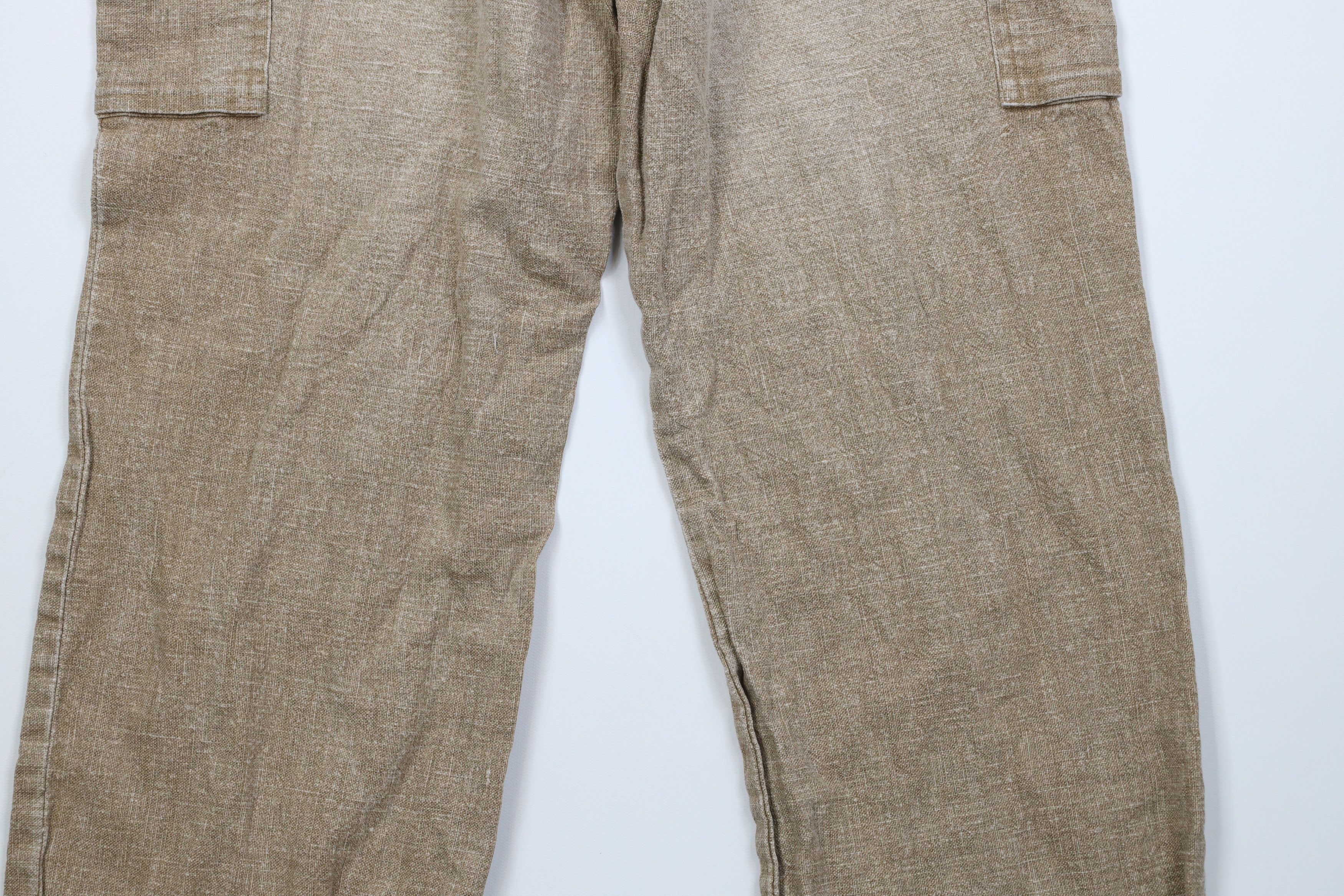 Vintage Vintage 90s Y2K Streetwear Linen Wide Leg Cargo Pants Beige Size US 31 - 12 Thumbnail