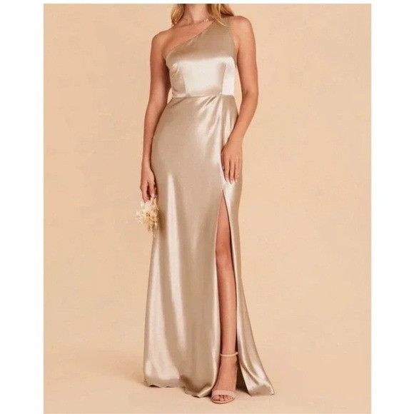 Other Birdy Grey One-Shoulder Satin Gown in Champagne Gold Size XL / US 12-14 / IT 48-50 - 1 Thumbnail