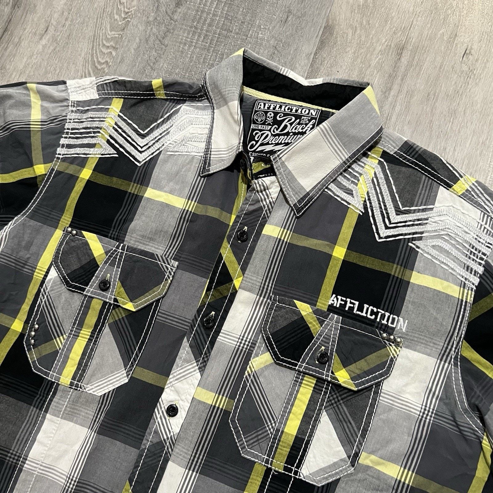 Affliction Affliction Black Premium Buckle Plaid Button Up Shirt Large Size US L / EU 52-54 / 3 - 2 Thumbnail