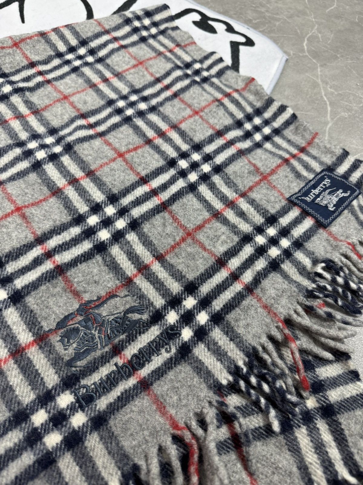 Burberry Burberrys Scarf Vintage Made In Japan Wolle Monogram Size ONE SIZE - 3 Thumbnail