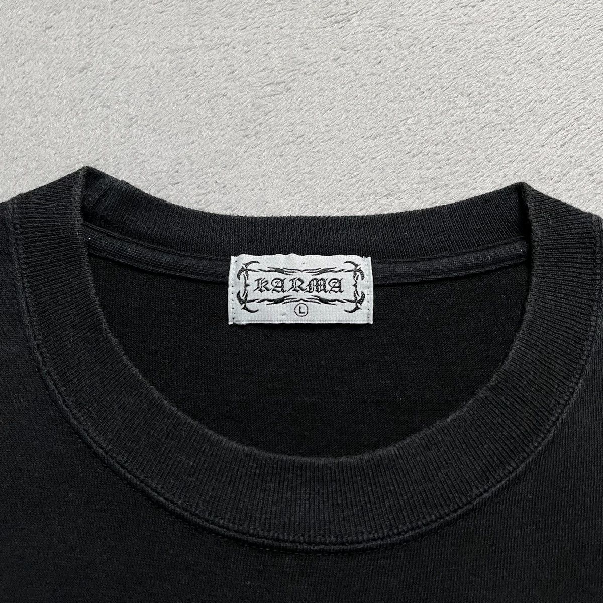 Japanese Brand Vintage KARMA Poem Punk T.Shirt Size US L / EU 52-54 / 3 - 5 Thumbnail