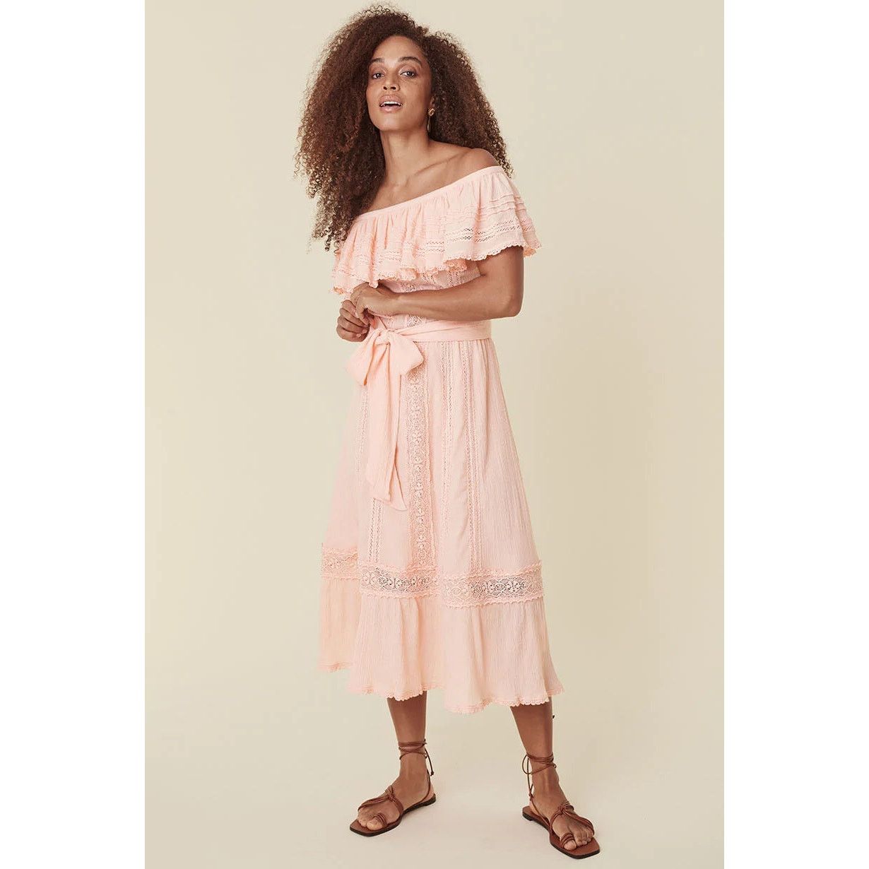Free People New Spell Cassie Off The Shoulder Lace Gown $299 XS Pink Size XS / US 0-2 / IT 36-38 - 4 Thumbnail
