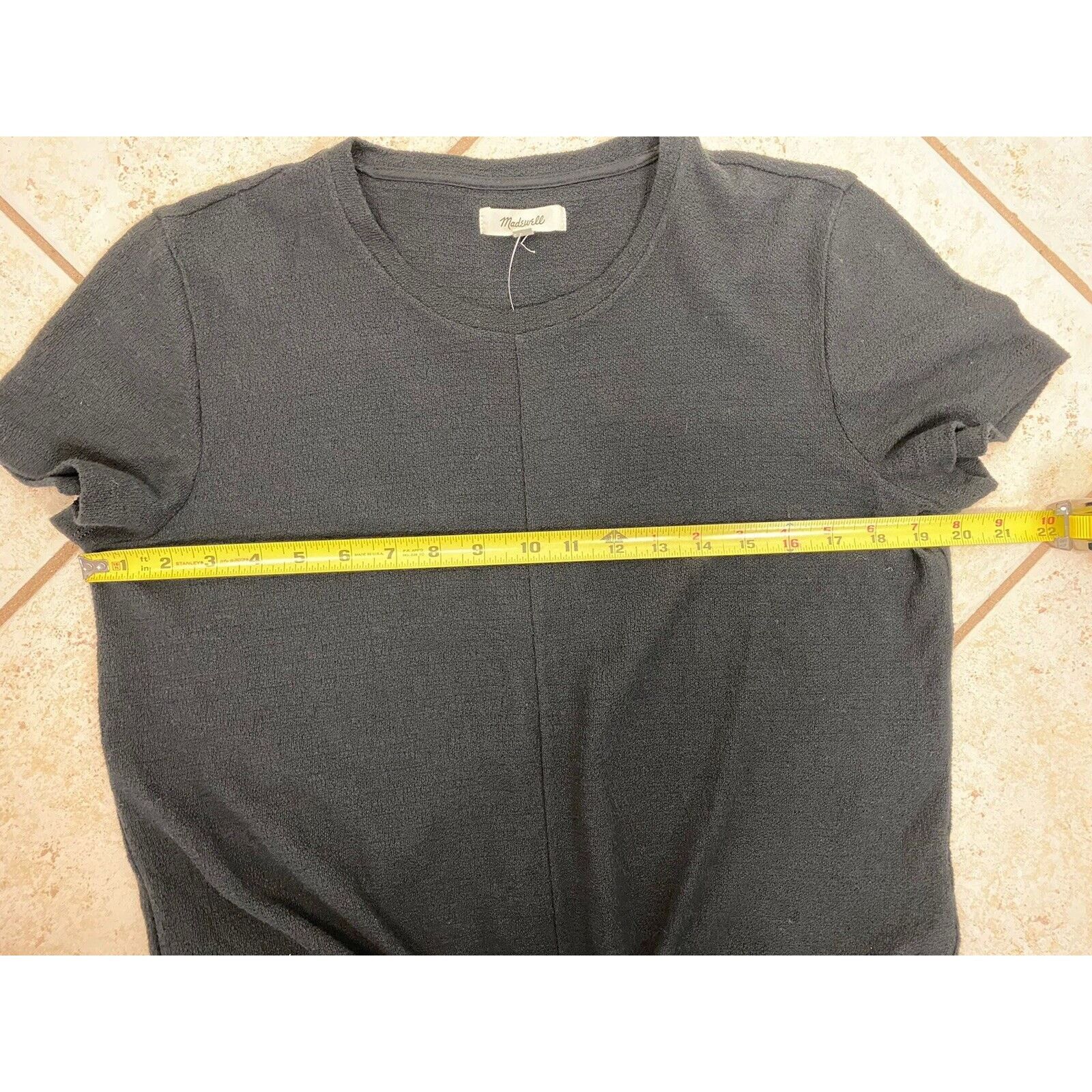Madewell NWT Madewell Top Tie Front Solid Black Short Sleeve Shirt Size M / US 6-8 / IT 42-44 - 8 Thumbnail