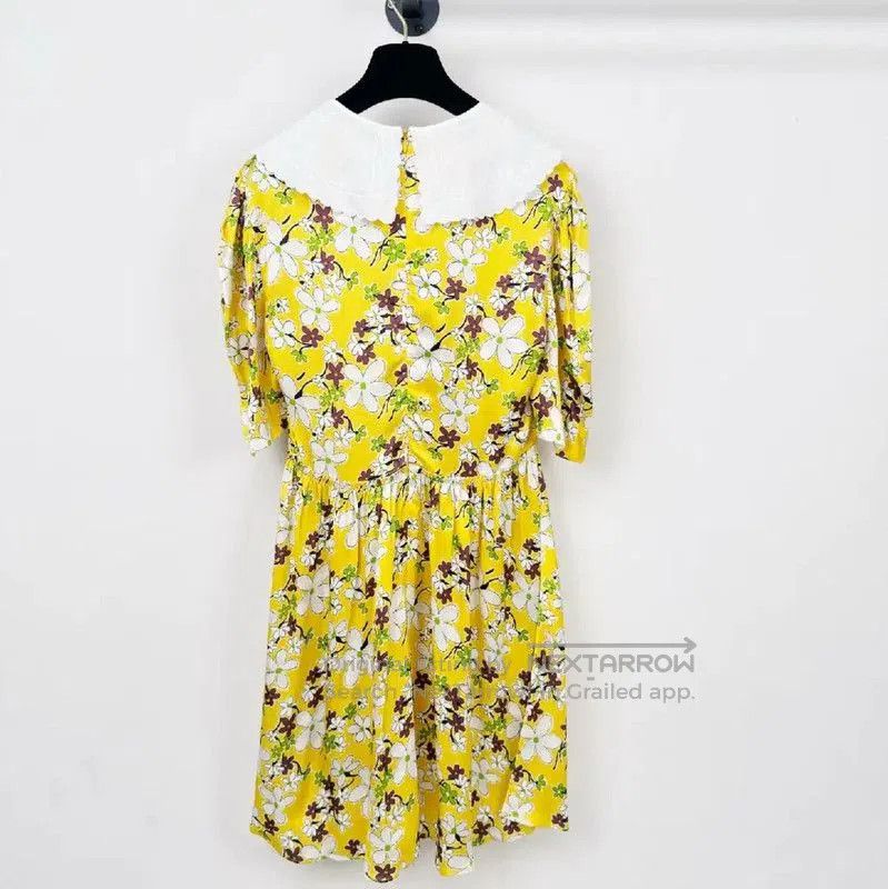 Miu Miu Miu Miu Yellow Cotton Short Sleeve Dress . Size S / US 4 / IT 40 - 2 Thumbnail