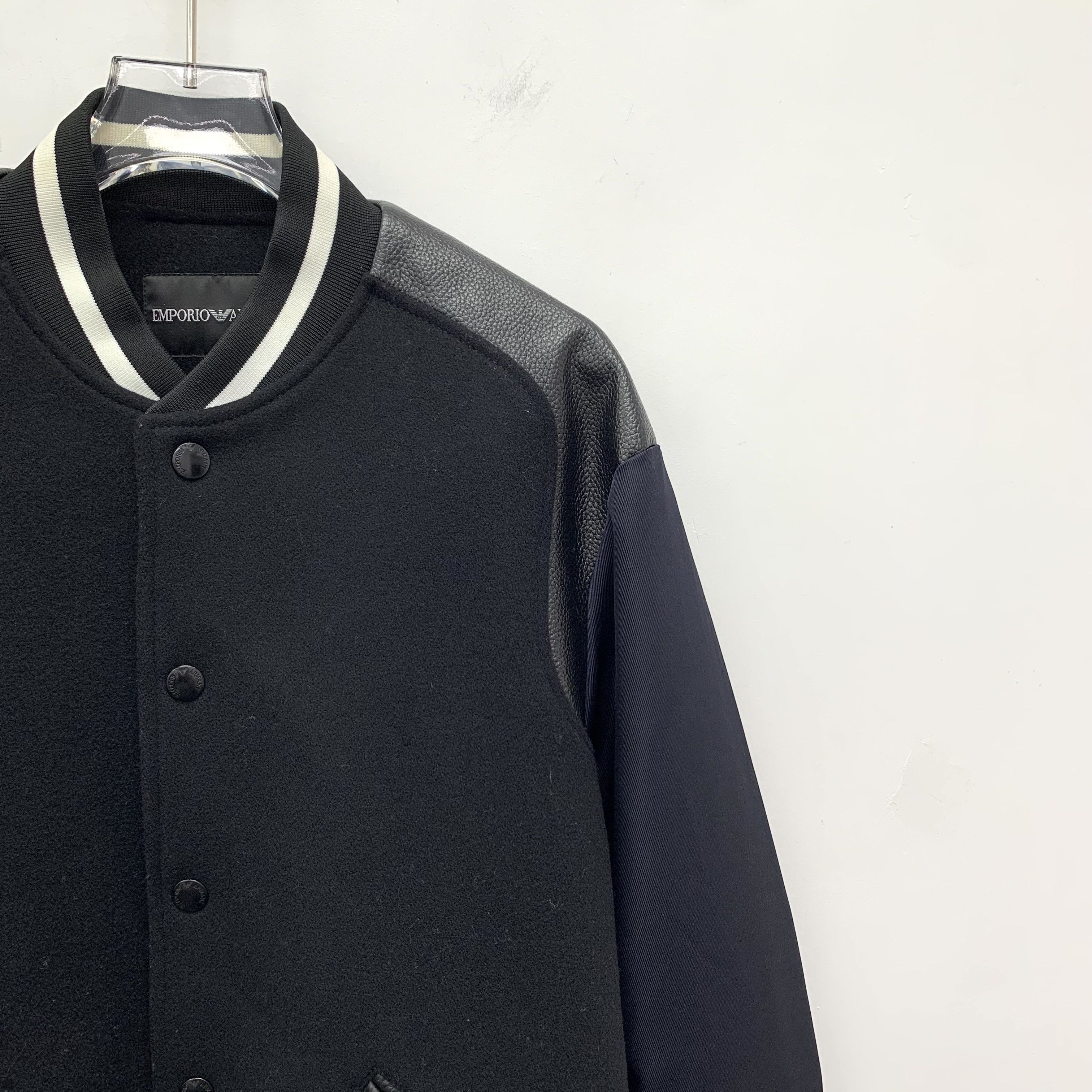 Armani Armani Leather & Wool Baseball Jacket Black (M) Size US M / EU 48-50 / 2 - 3 Thumbnail
