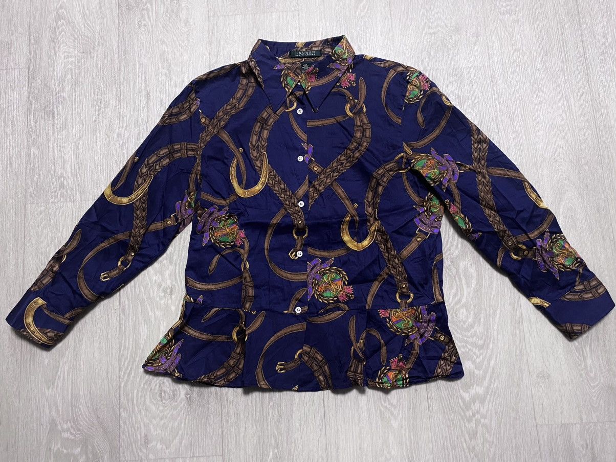 Lauren Ralph Lauren Ralph Lauren Vintage Full Print Monogram Logo Cotton Blouse Size XL / US 12-14 / IT 48-50 - 4 Thumbnail