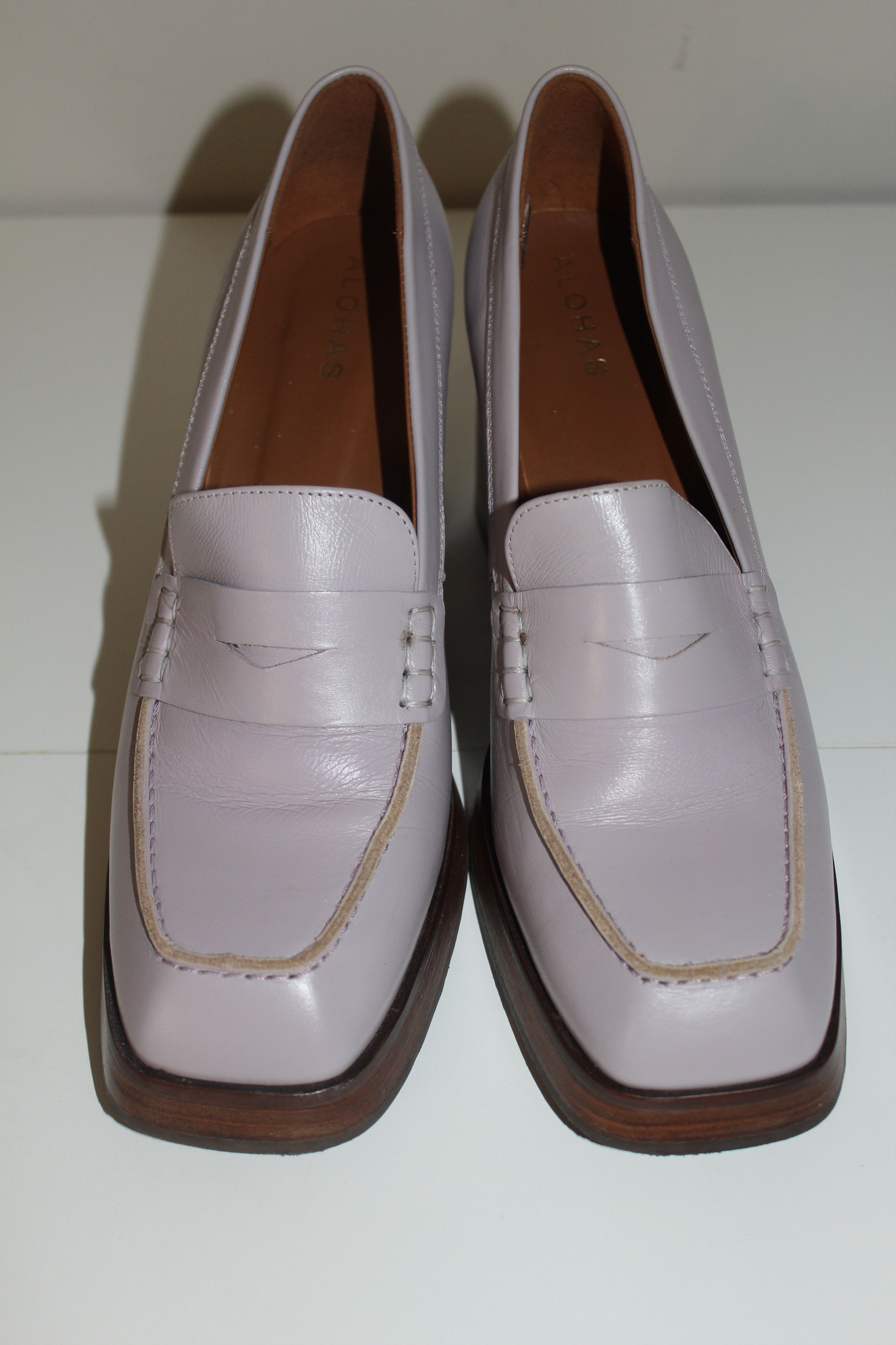ALOHAS ALOHAS Busy Heel Leather Pumps Sz 41 US 10 Light Purple Size US 10 / IT 40 - 5 Thumbnail