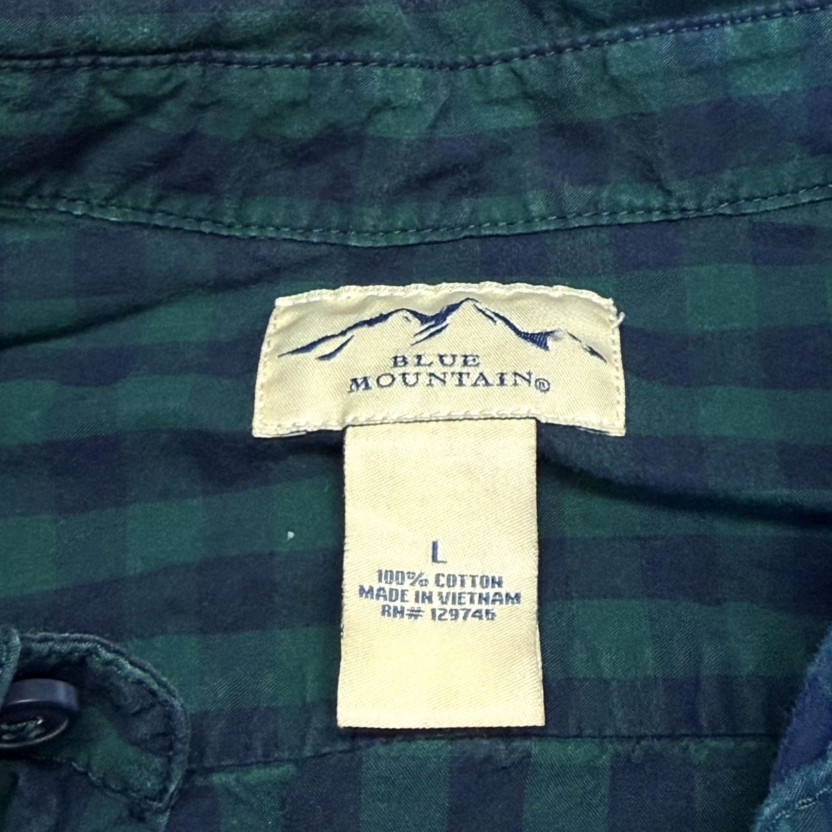 The Mountain Blue Mountain Shirt Mens Large Green Blue Check Plaid Button Up Long Sleeve Size US L / EU 52-54 / 3 - 6 Thumbnail