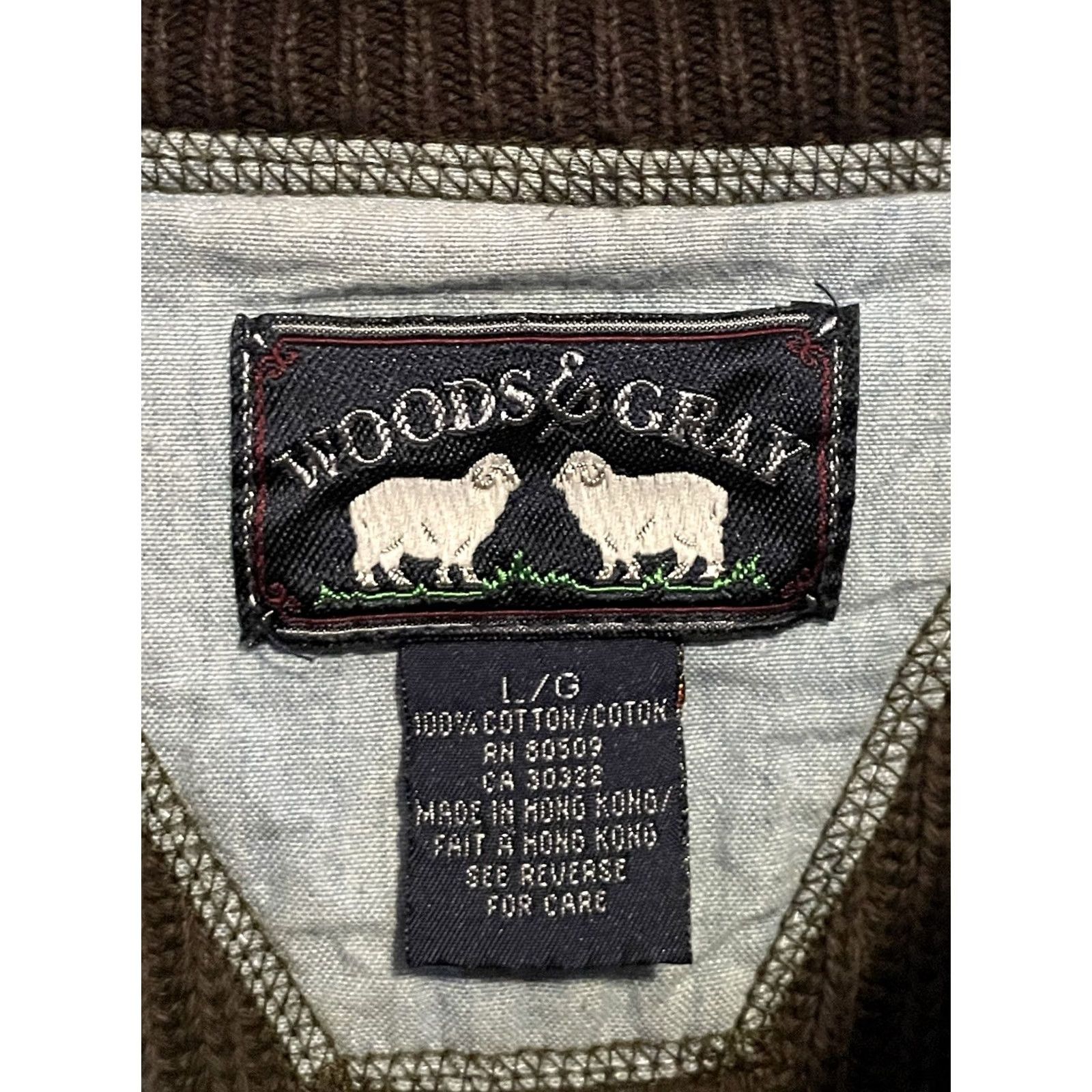 Vintage Woods & Gray Sweater L Brown Crew Neck Pullover 100% Cotton Long Sleeve Knit Logo Men Regular Fall Winter Size US L / EU 52-54 / 3 - 3 Thumbnail