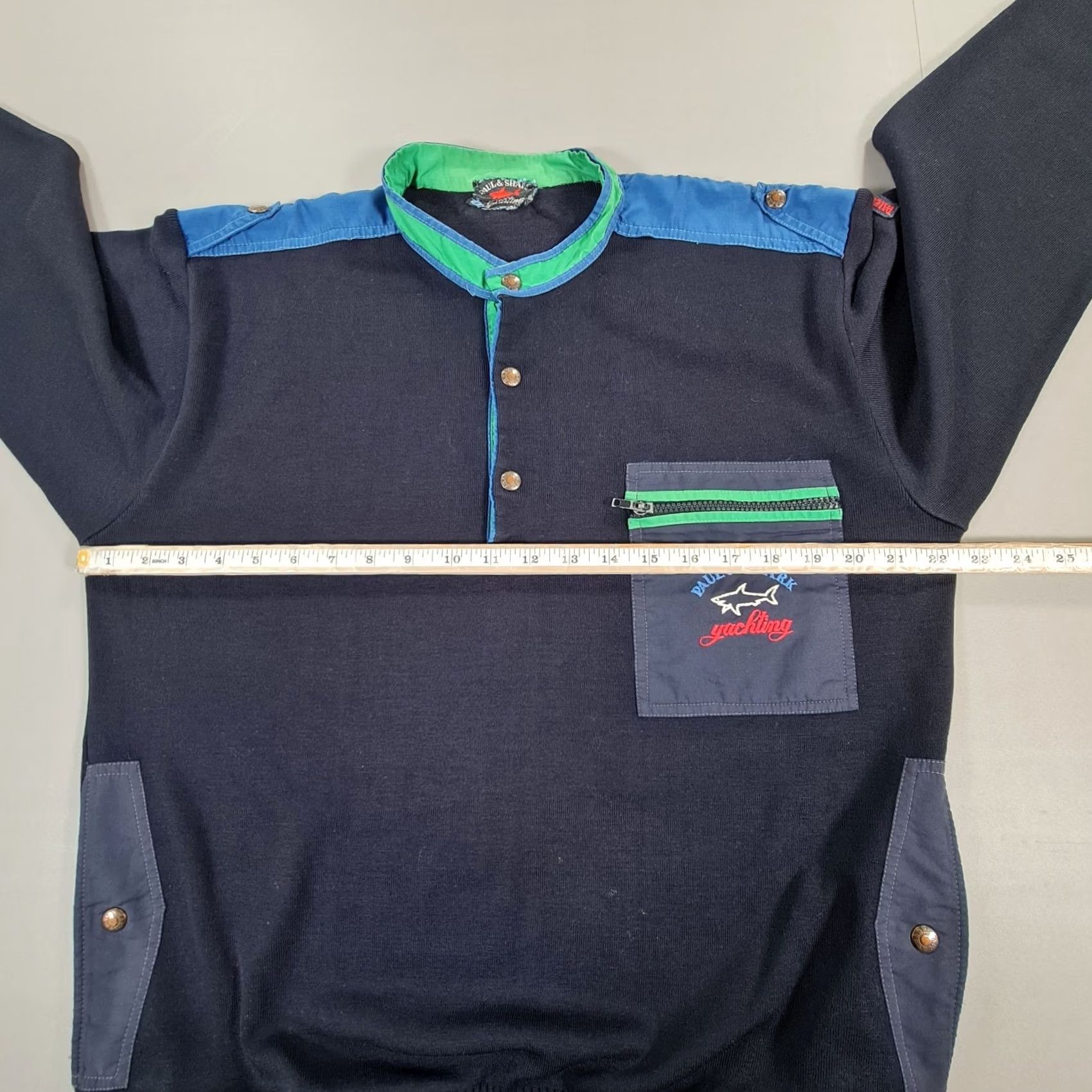Paul & Shark VINTAGE Paul & Shark Jumper Mens Pullover Knit Navy Blue Large Cotton Crew Neck Knitwear Pullover with Pockets Size US L / EU 52-54 / 3 - 7 Thumbnail