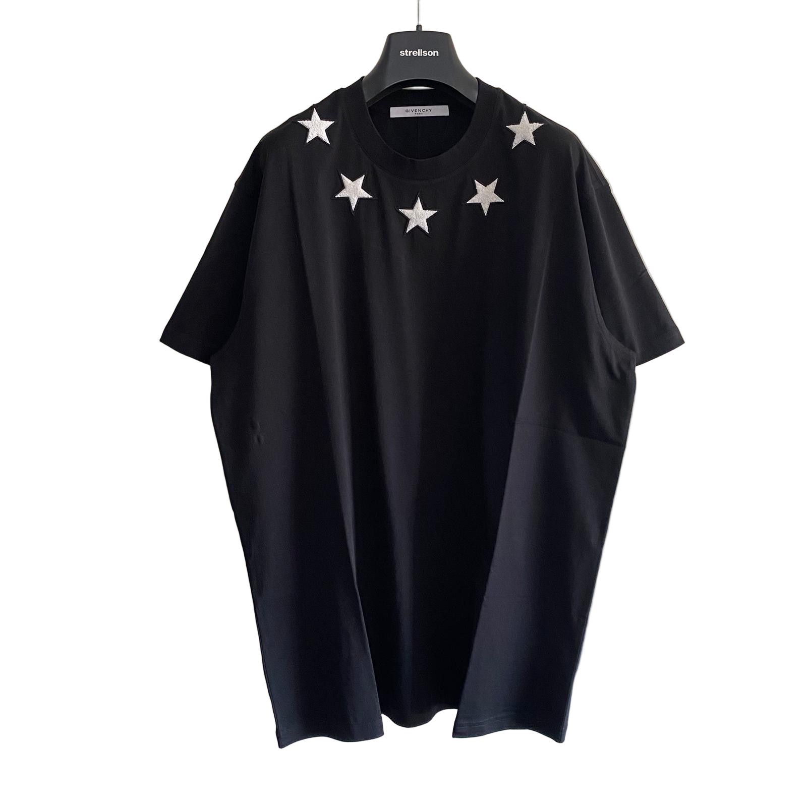 Givenchy Black and White Felt Stars Oversized T-Shirt Size US L / EU 52-54 / 3 - 1 Thumbnail