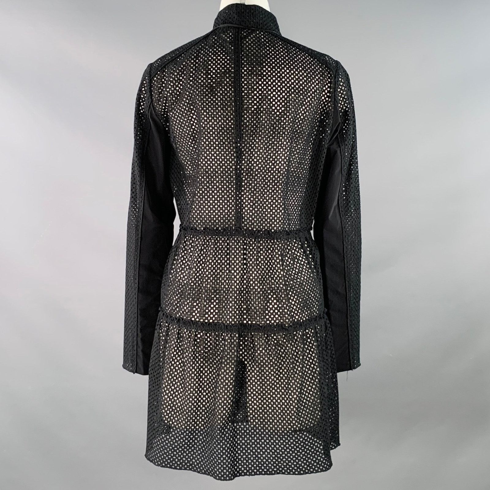 Elie Tahari Size M Black Cotton Eyelet Long Sleeve Zip Up Dress Size M / US 6-8 / IT 42-44 - 3 Thumbnail