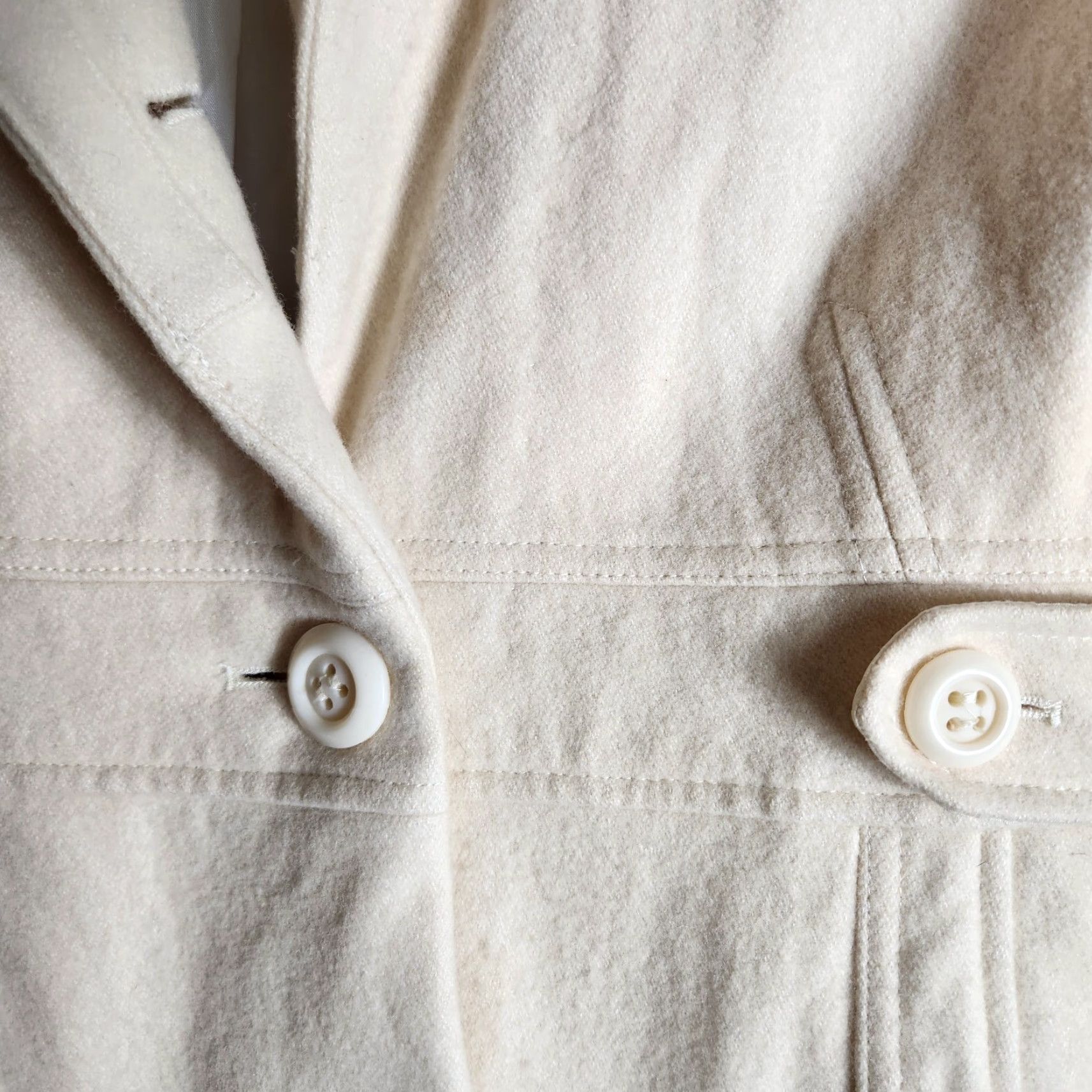 Vintage Grane Womens Y2K Wool Blend Cream Buttonfront Coat-Size L Size L / US 10 / IT 46 - 3 Thumbnail