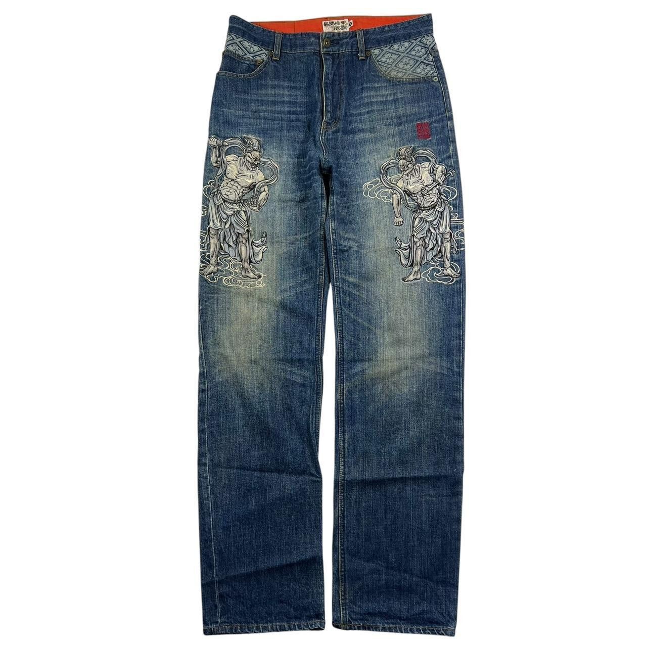 Karakuri Tamashii Vintage Karakuri Embroidered Japanese Denim Jeans - Waist 32 Size US 32 / EU 48 - 7 Thumbnail