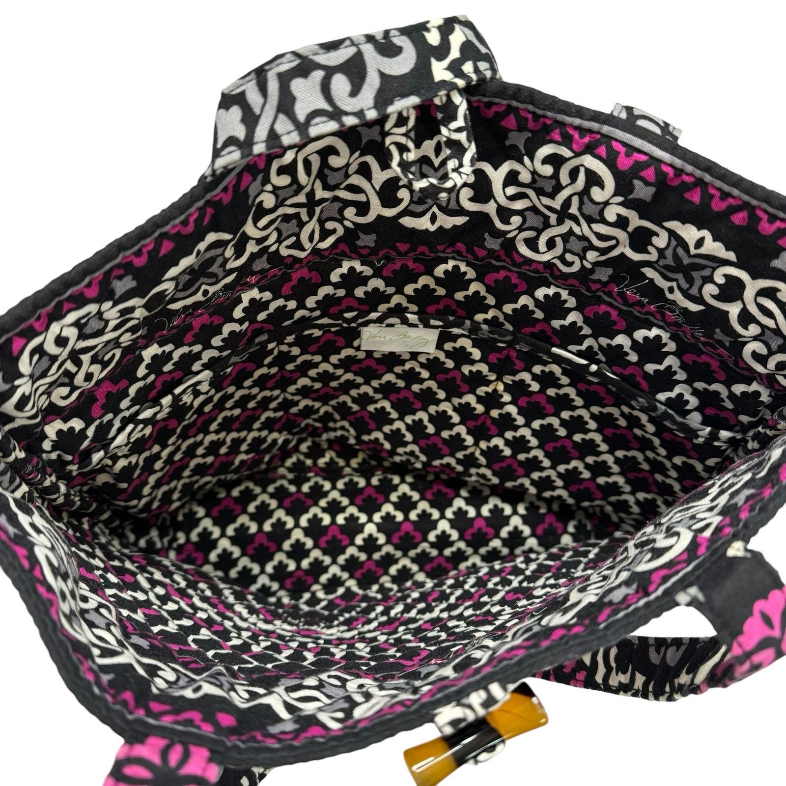Vera Bradley VERA BRADLEY Canterberry Pink Black Swirl Shoulder Bag Tote Size ONE SIZE - 3 Thumbnail