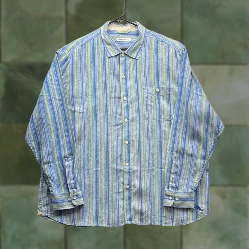 Tommy Bahama Tommy Bahama Shirt Mens 2XL Multicolor Striped Linen Blend Button Up Collared Beach Casual) (No, remove parenthesis) Size US XXL / EU 58 / 5 - 1 Thumbnail