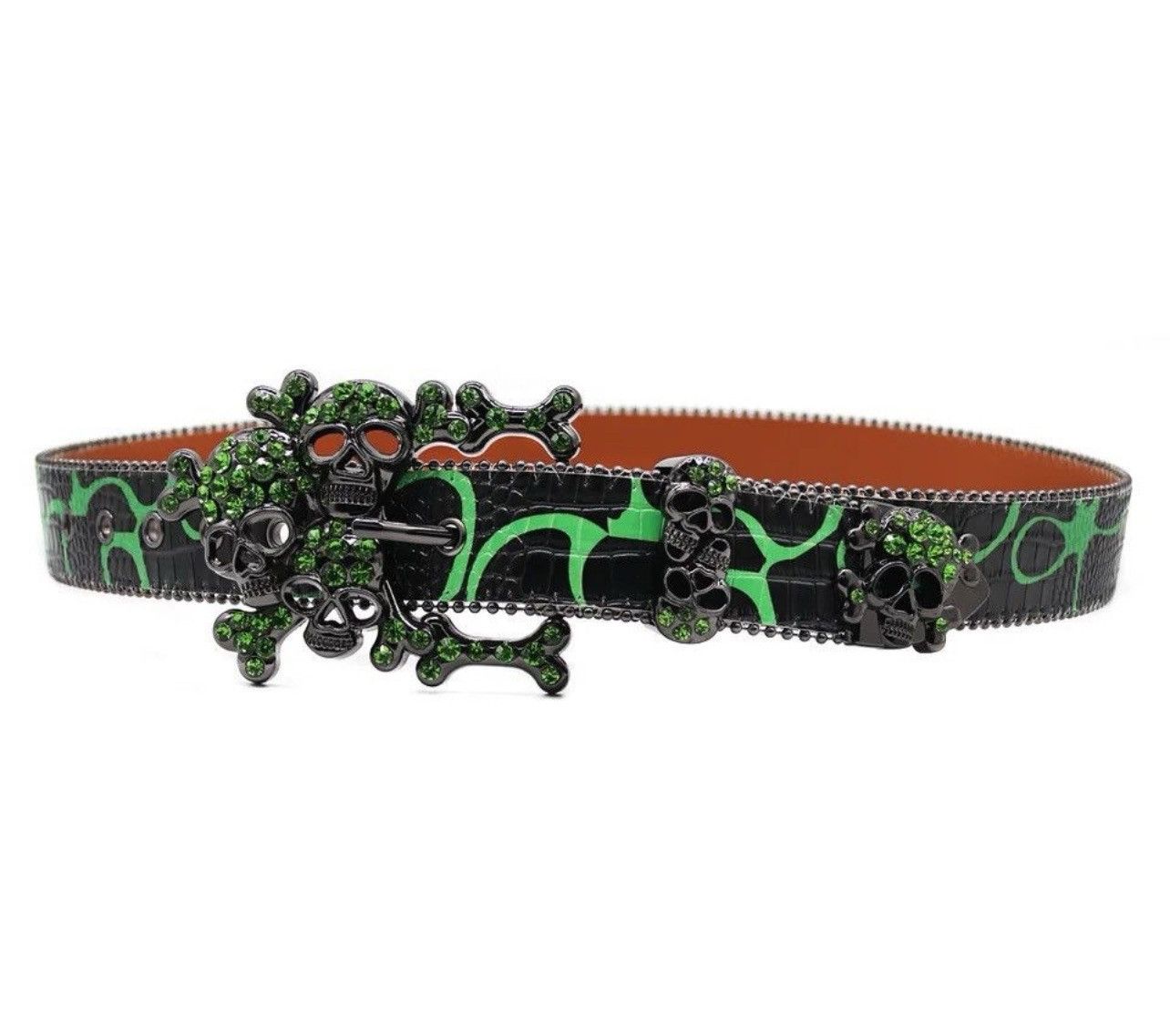 Japanese Brand × Leather Skull Western Design Crystal Studded PU Belt Size ONE SIZE - 4 Thumbnail