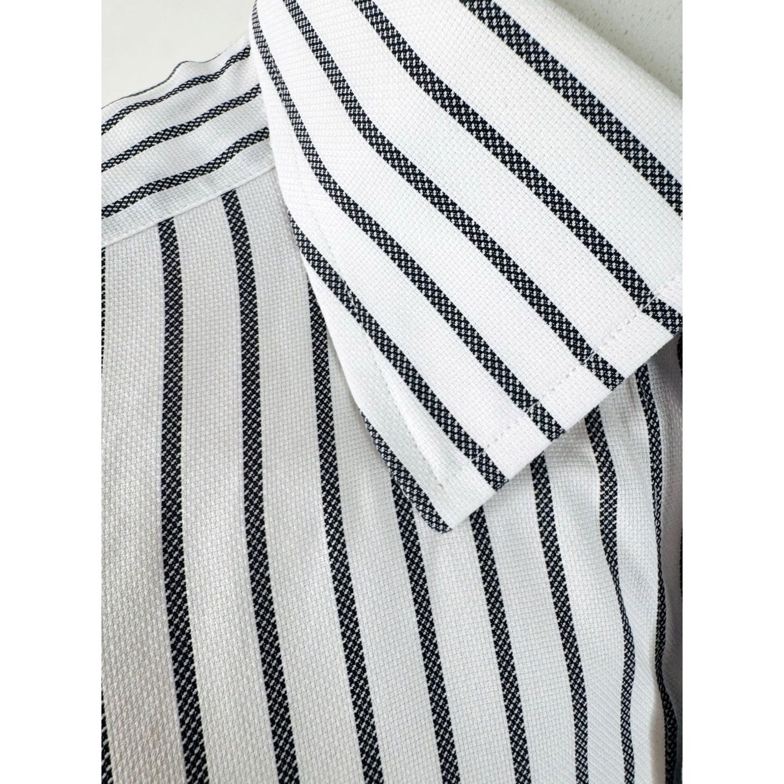 Turnbull & Asser TURNBULL & ASSER Striped Dress Shirt Mens 16 41 White / Black Button-Up Long Sleeve Shirt Mens Shirts 16 41 Size 42R - 2 Thumbnail