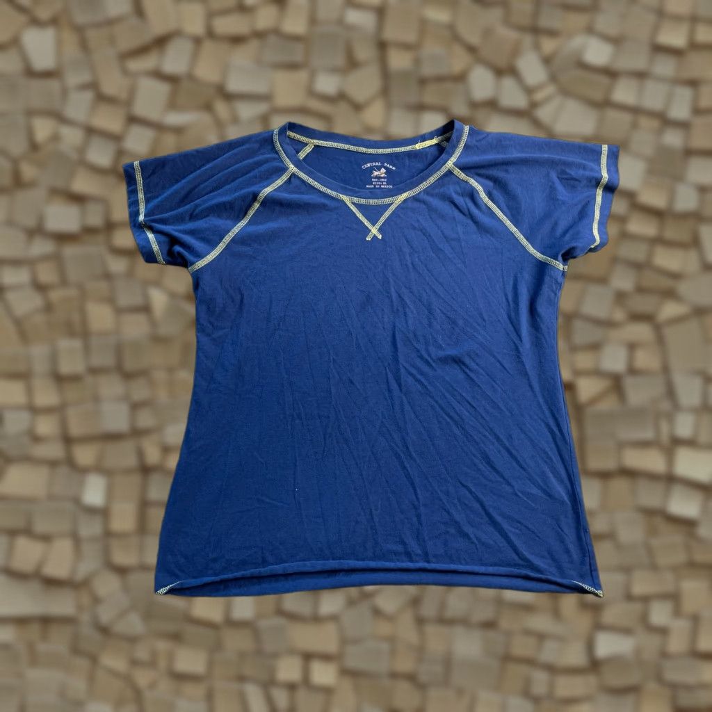 Central Park West Central Park West Shirt Women's XL Navy Blue Short Sleeve Contrast Stitch Size XL / US 12-14 / IT 48-50 - 1 Thumbnail
