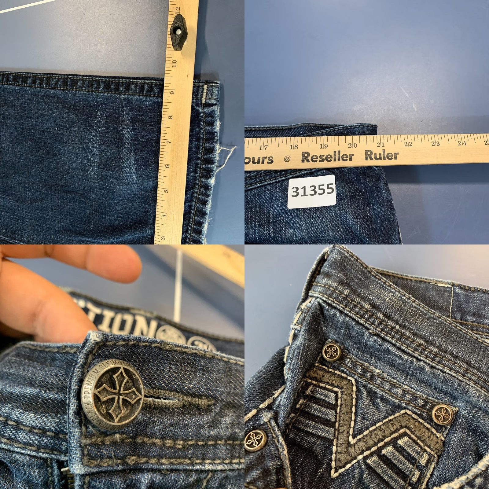 Affliction VINTAGE Affliction Jeans Mens 38 Blue Denim Distressed Baggy Straight 41x32.5 Relaxed 90s 2000s Mens Size US 38 / EU 54 - 11 Thumbnail