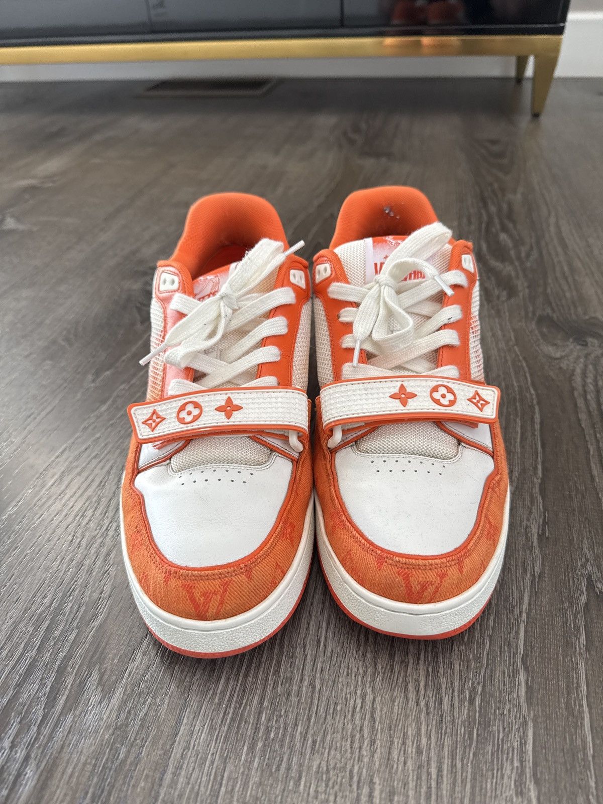 Louis Vuitton LV TRAINER MONOGRAM DENIM ORANGE Size US 9 / EU 42 - 4 Thumbnail