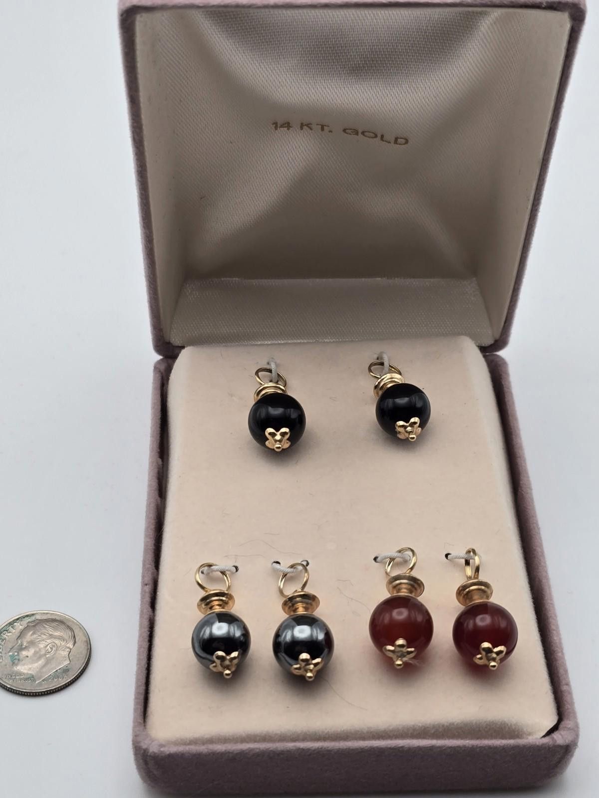 Other Vintage 14K Gold Drop Earring Charms set 10mm Size ONE SIZE - 1 Thumbnail
