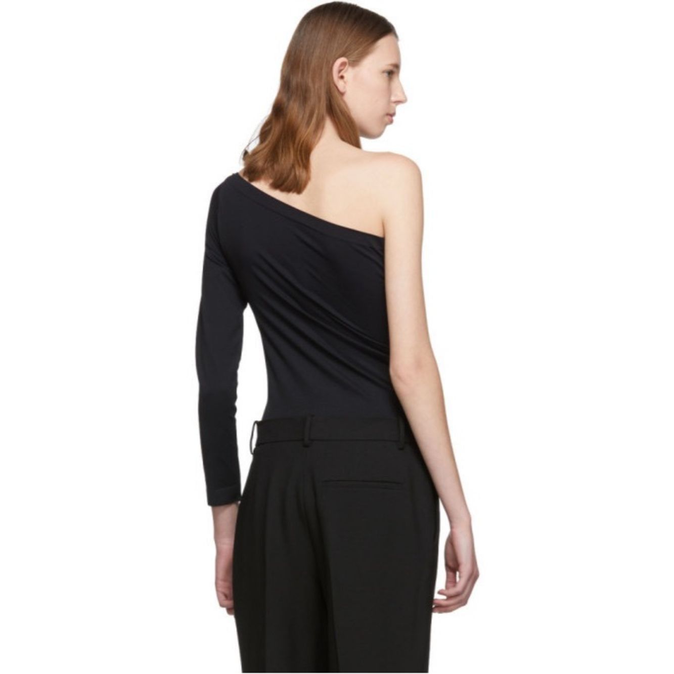 Helmut Lang Helmut Lang One Shoulder Long Sleeve Top NWT Black Seamless Size M / US 6-8 / IT 42-44 - 2 Thumbnail