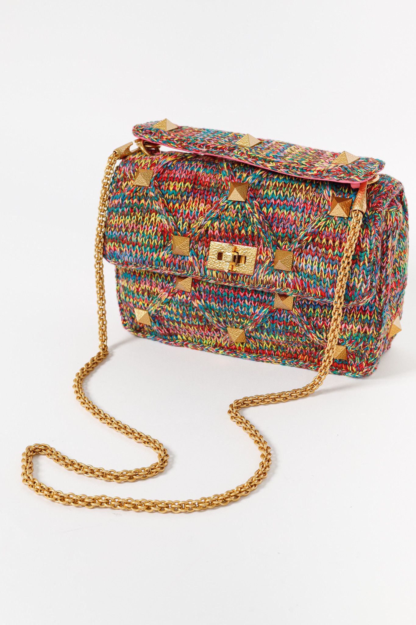 Valentino Valentino Garavani Roman Stud Crochet Shoulder Bag Size ONE SIZE - 6 Thumbnail