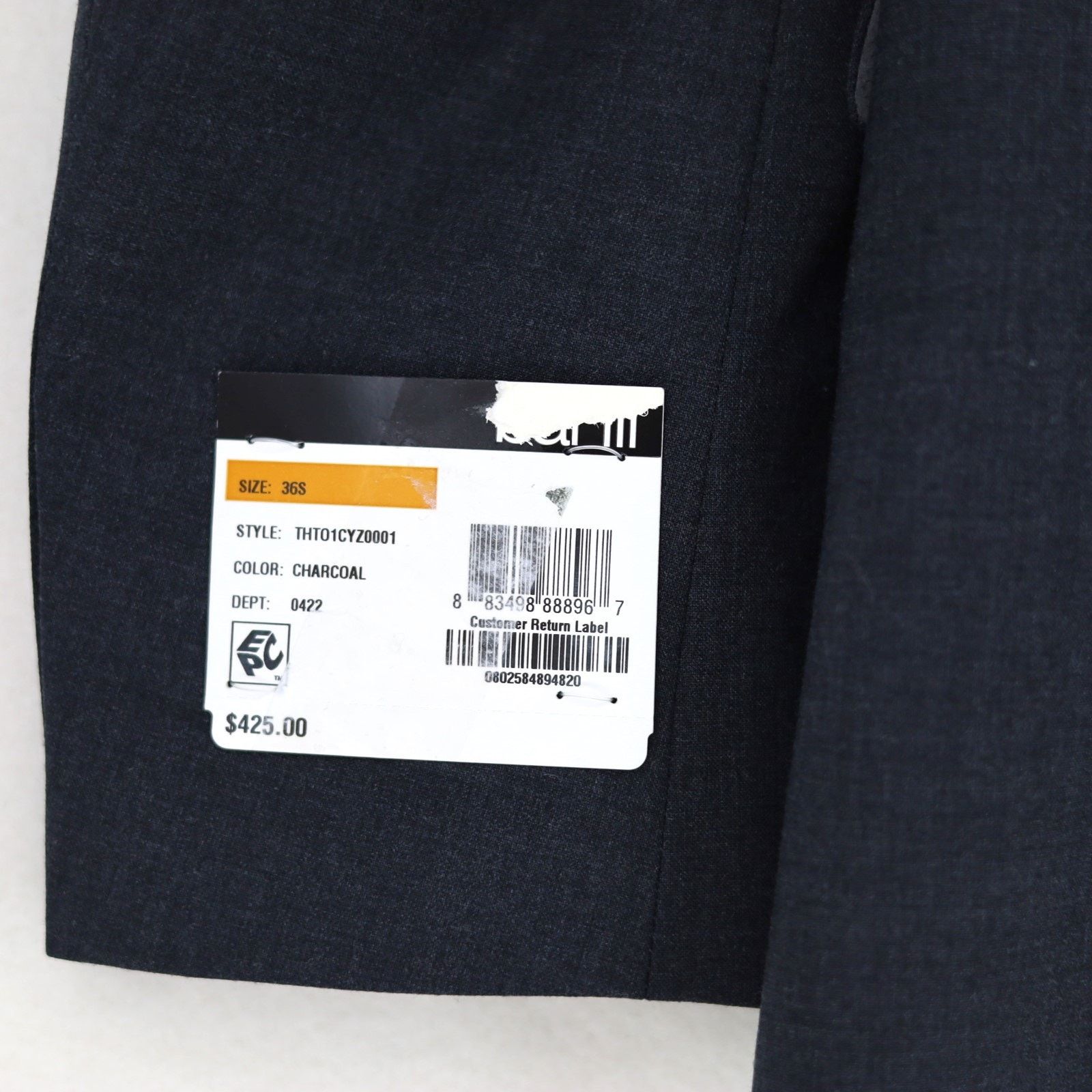 Bar III Bar III Men's Charcoal Wool Skinny Suit Jacket Size 36S Size 36S - 7 Thumbnail