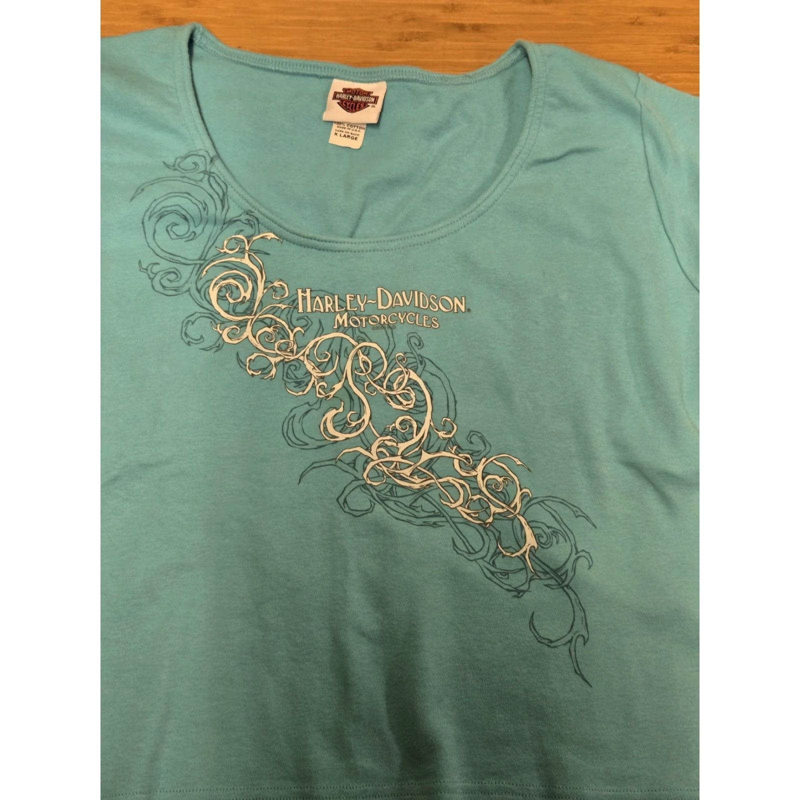Harley Davidson VINTAGE Harley-Davidson Shirt Womens XL Blue Motorcycle Moto USA Des Moines Iowa Zooks Size XL / US 12-14 / IT 48-50 - 2 Thumbnail