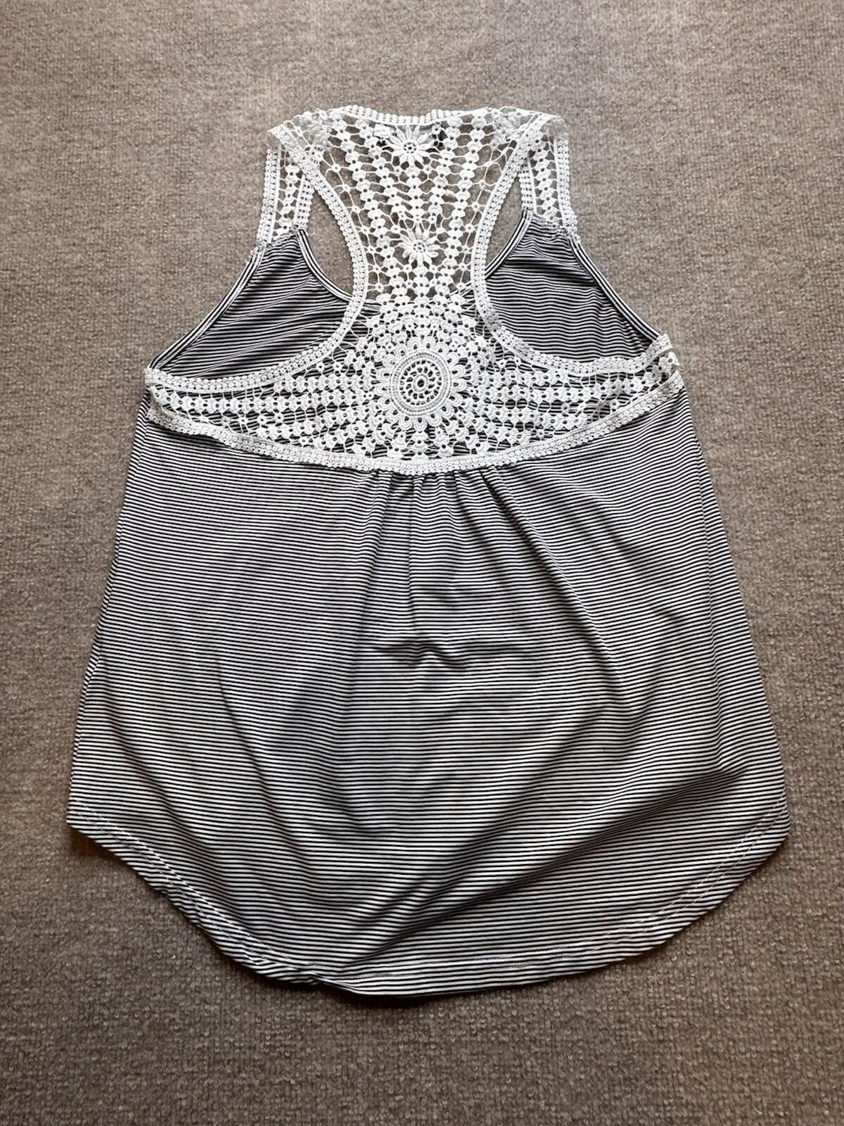 Other Fancyqube Striped Tank Top w/ Crochet Straps Womens Med 777 Size M / US 6-8 / IT 42-44 - 3 Thumbnail