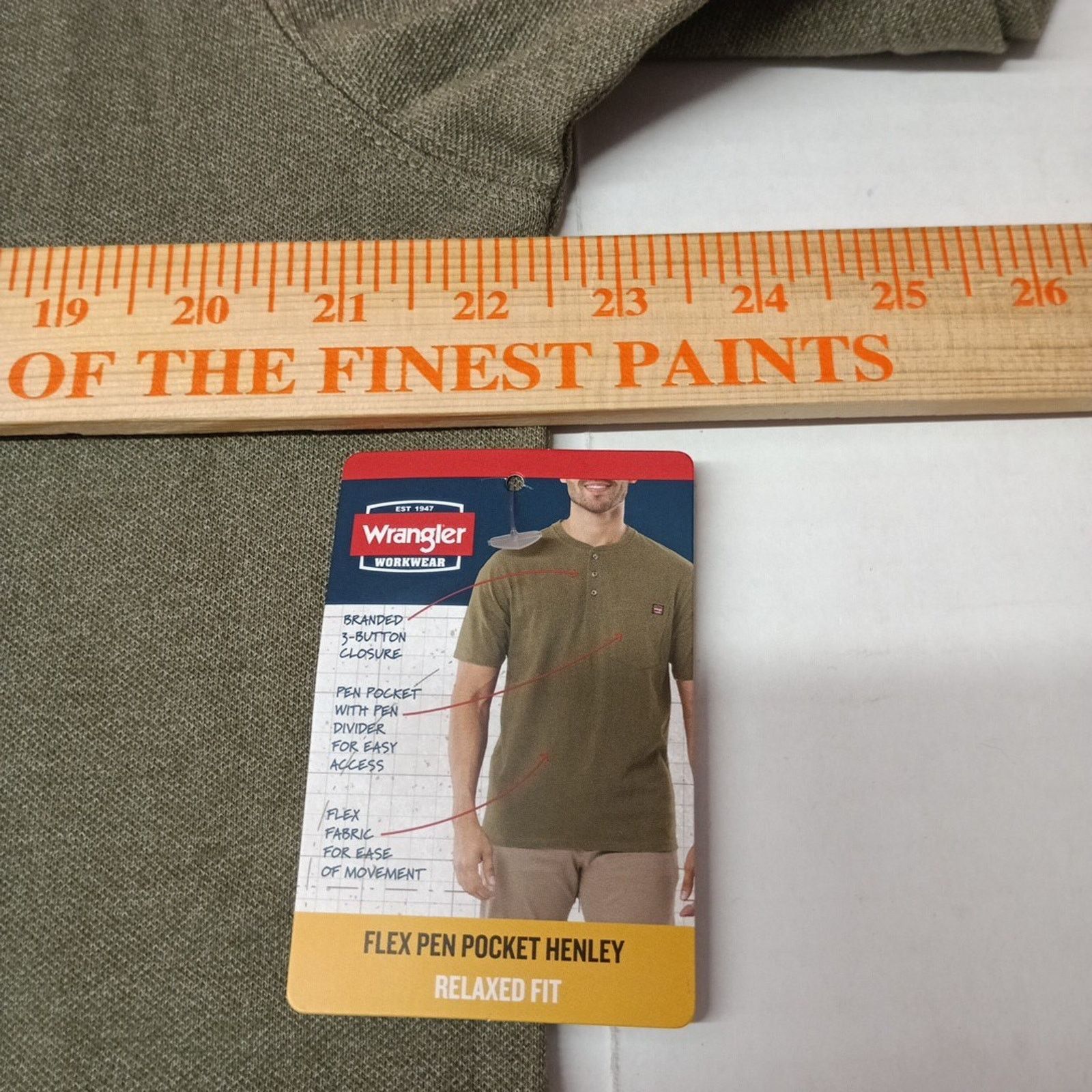 Wrangler Wrangler Work Henley Shirt Men's L (42-44) Green Relaxed Fit Size US L / EU 52-54 / 3 - 4 Thumbnail