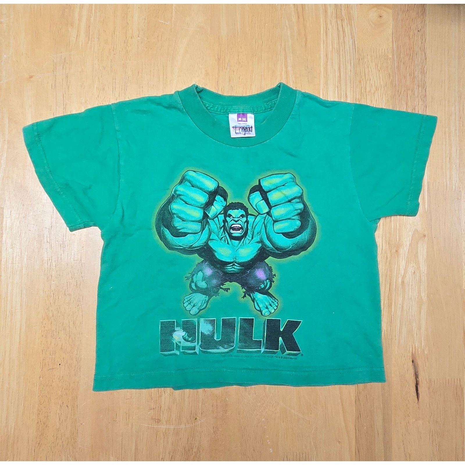 Vintage Marvel Hulk Tee Y2K Green Graphic M 6 Kids Superhero Shirt Size US M / EU 48-50 / 2 - 1 Thumbnail