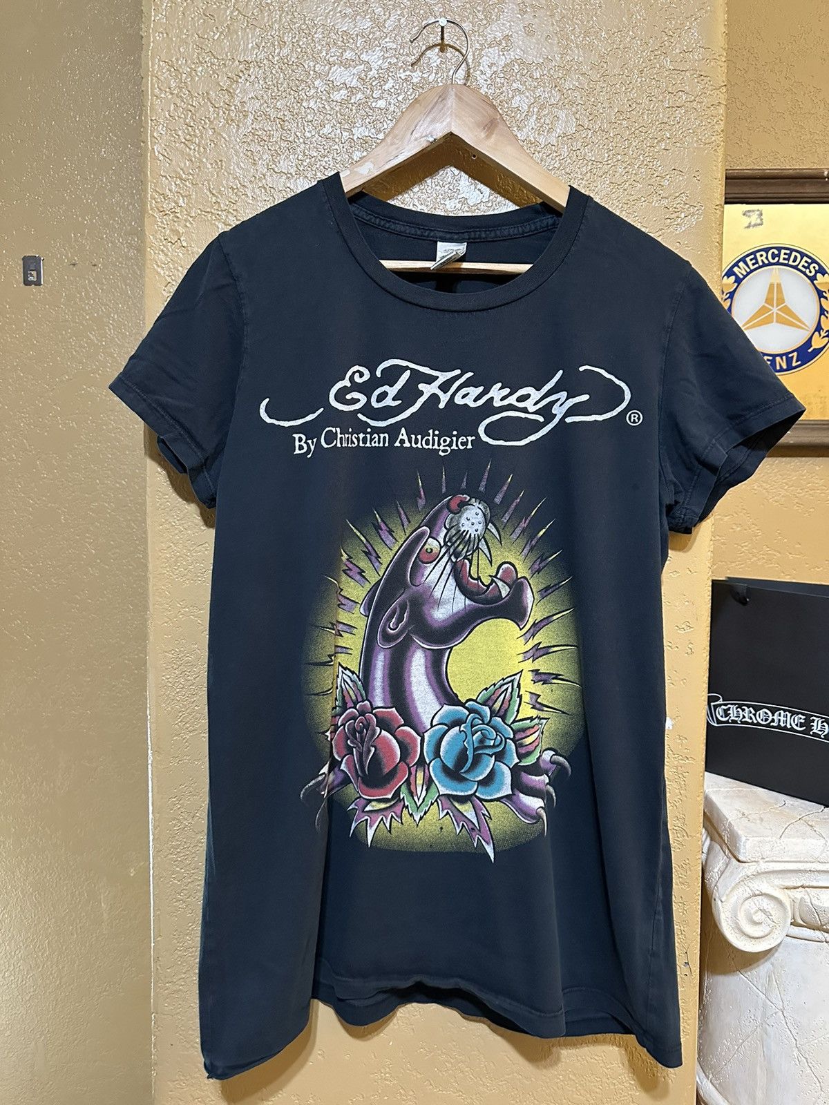 Affliction × Ed Hardy × Vintage Rare Y2K Ed Hardy Christian Audigier Rose T Shirt 1X Size XL / US 12-14 / IT 48-50 - 1 Thumbnail