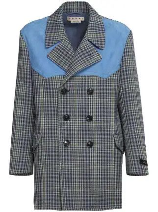 o1w1db10524 Breasted Coat in Grey/Blue