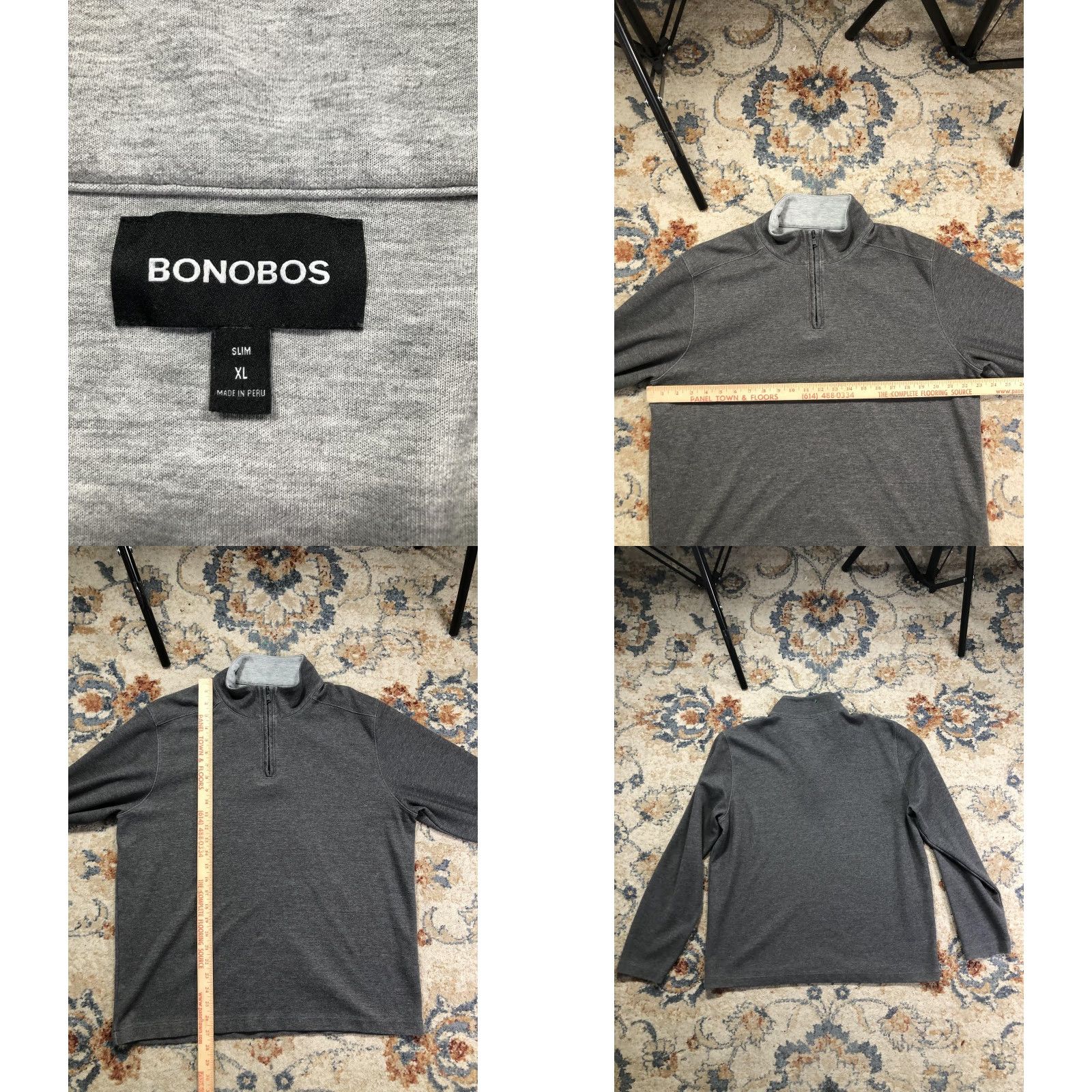 Bonobos Bonobos Sweatshirt Mens XL Gray 1/4 Zip Slim Knit Mock Neck Pullover Solid Size US XL / EU 56 / 4 - 8 Thumbnail