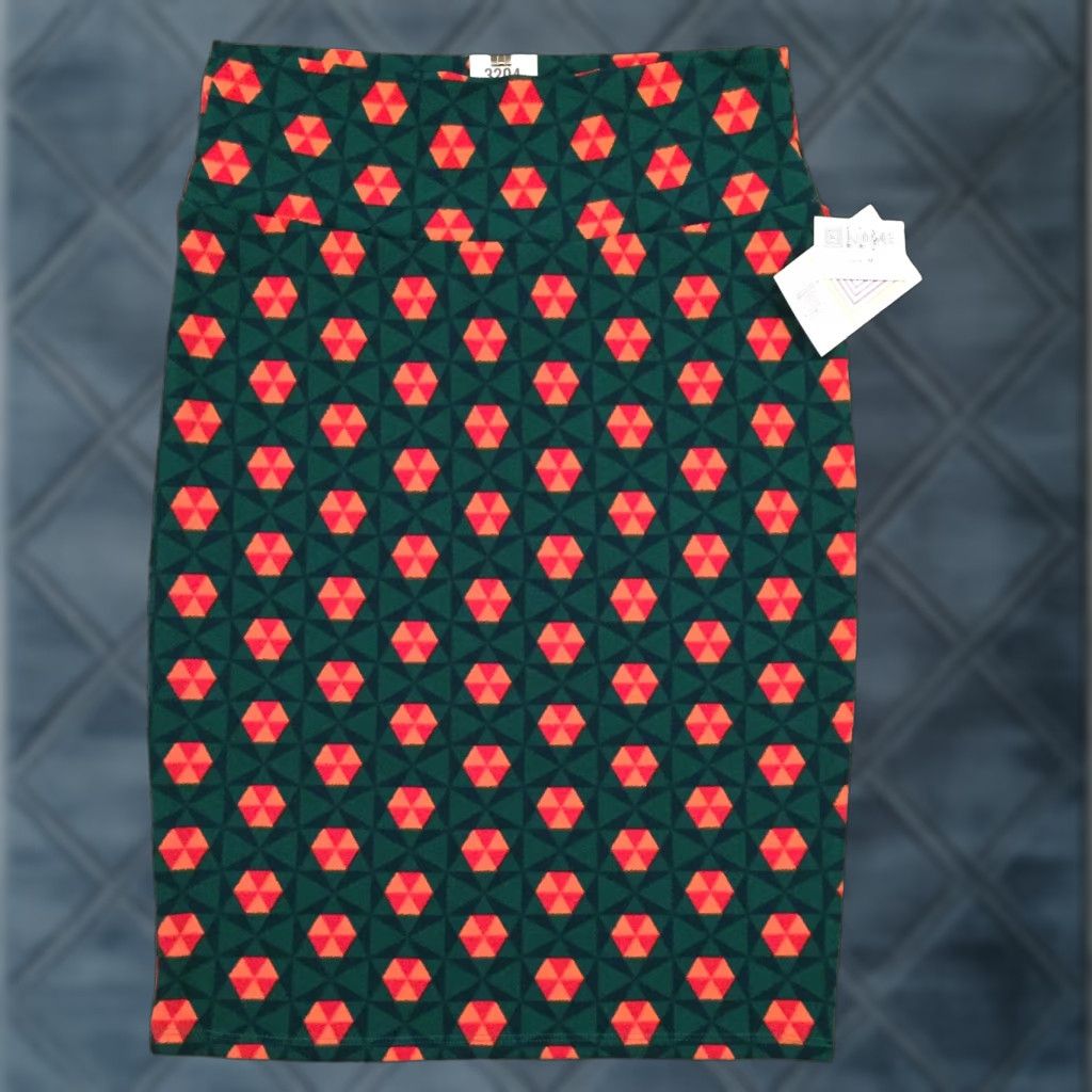Vintage LuLaRoe Skirt Women Knee Length Geometric Green Medium M Unlined Pull On Casual Pencil Size 32" / US 10 / IT 46 - 1 Thumbnail