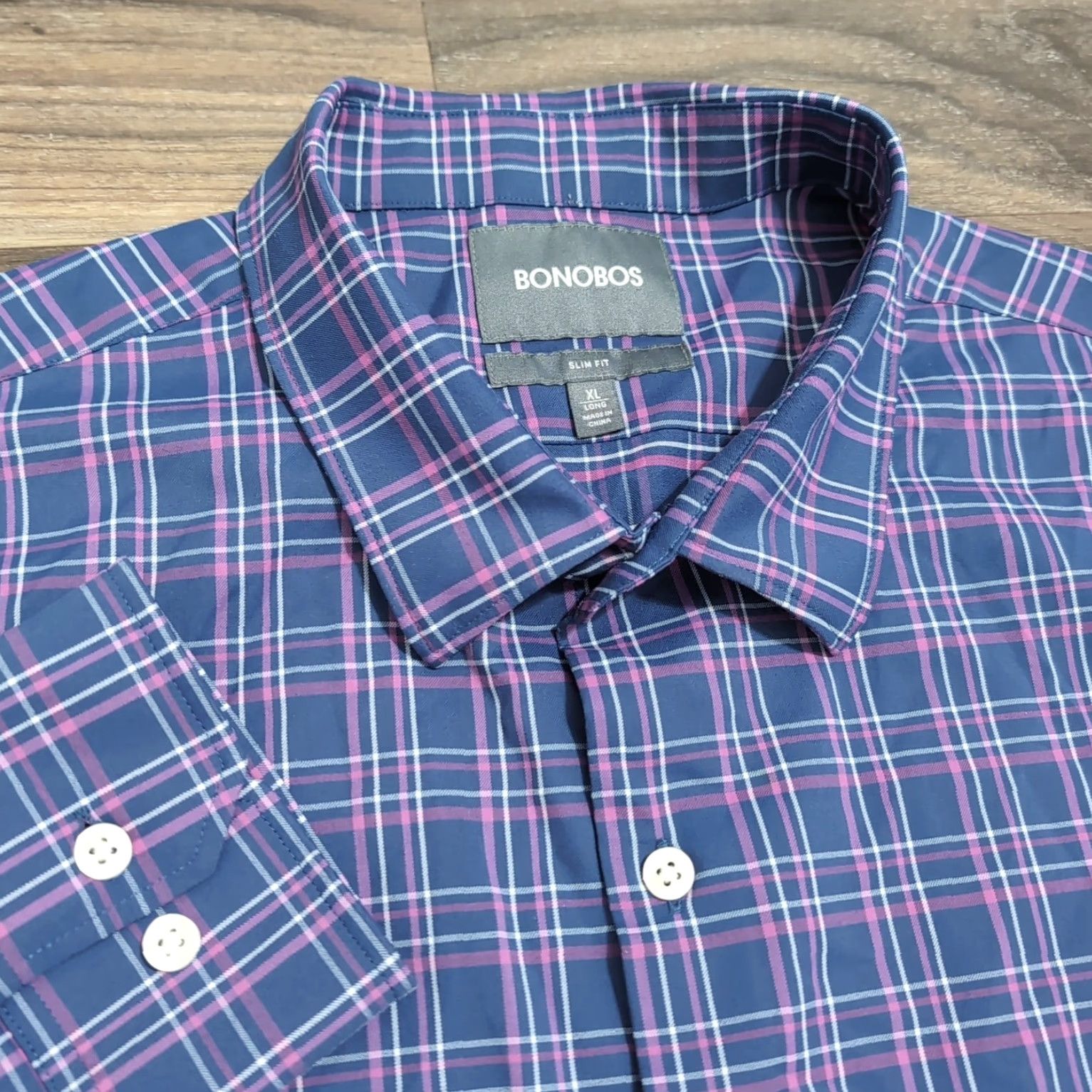 Bonobos Bonobos Performance Shirt Slim XL Long Sleeve Plaid Button-Up Men’s Multicolor Blue Purple Size US XL / EU 56 / 4 - 2 Thumbnail