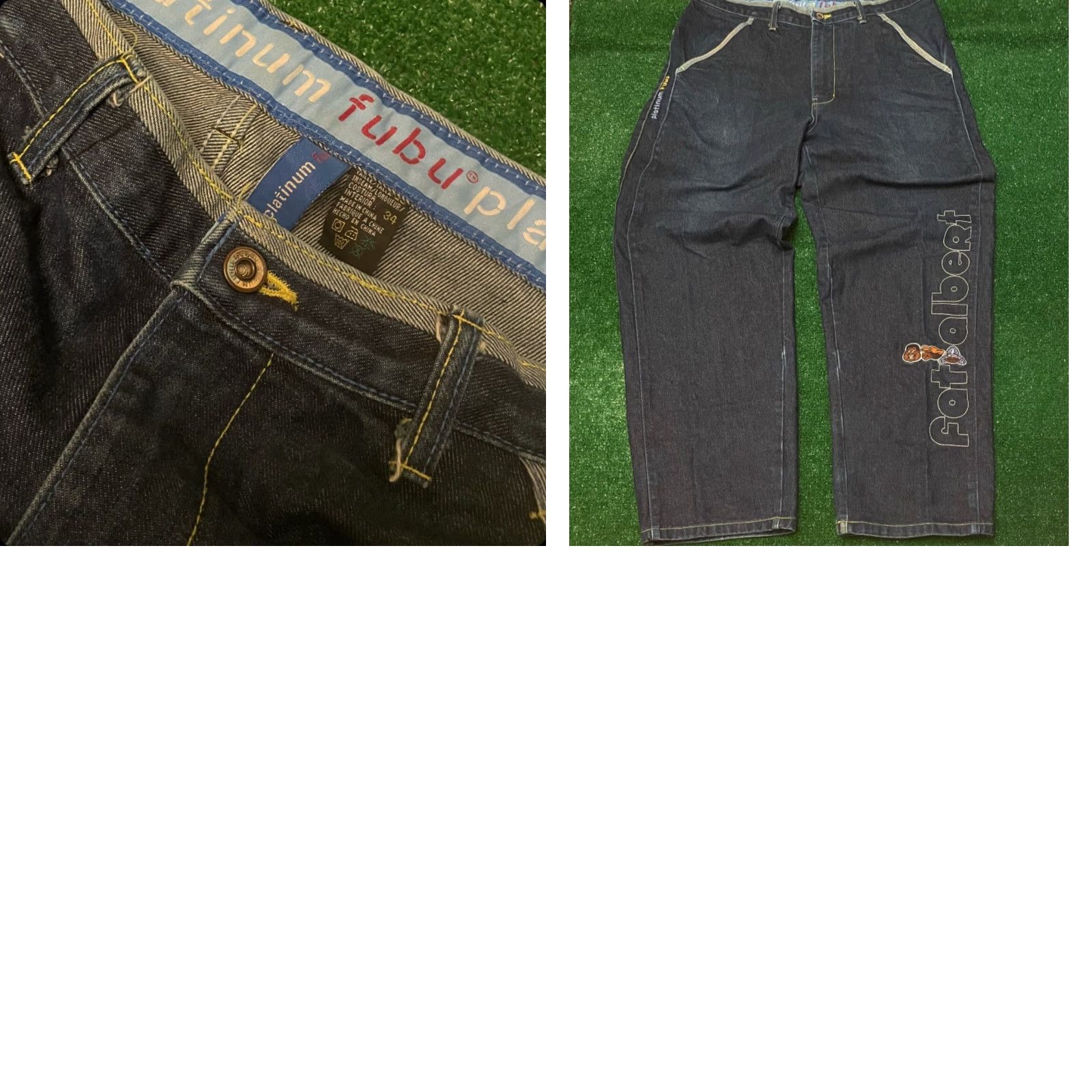 Fubu VINTAGE FUBU Baggy Hip Hop Skater Grunge Jeans VTG Mens Size 34 Fat Albert 34x32 Blue Embroidered Wide-Leg Pockets Mens Size US 34 / EU 50 - 8 Thumbnail