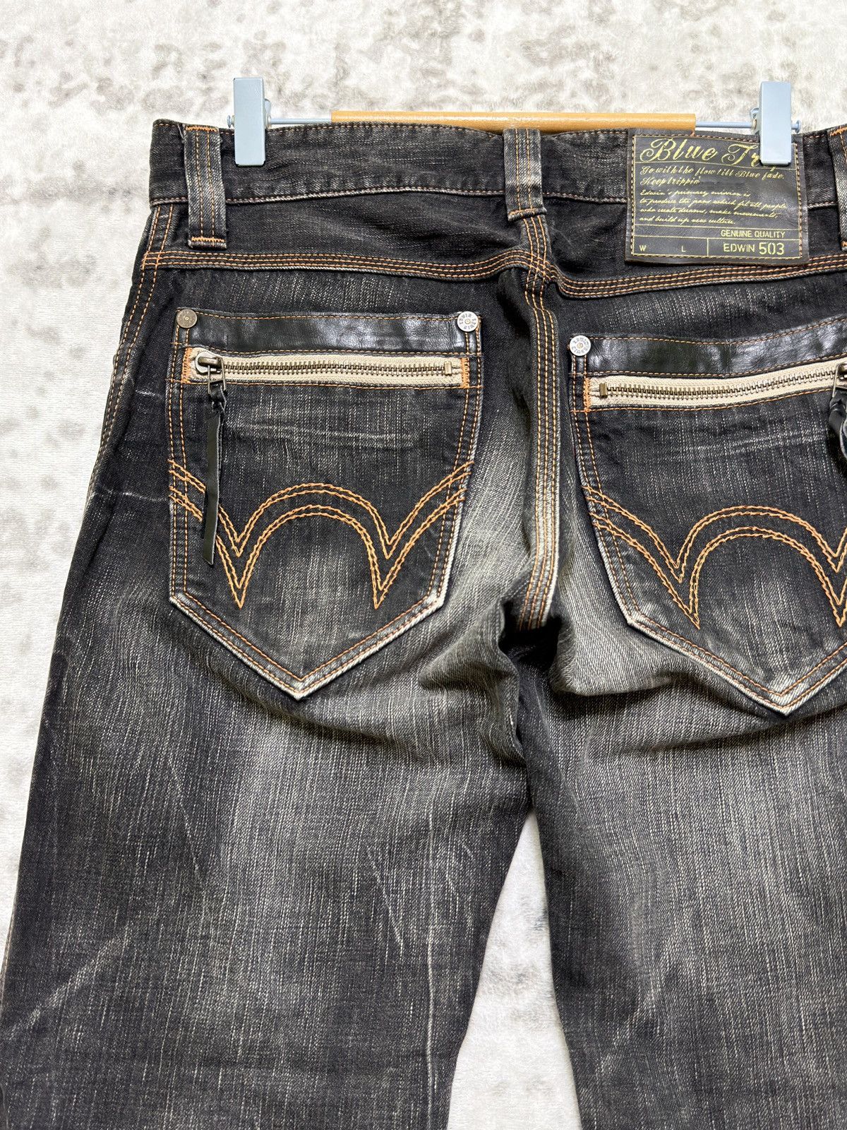 Edwin Vintage Edwin 503 Blue Trip Mud Wash Straight Y2K Denim Size US 31 - 10 Thumbnail
