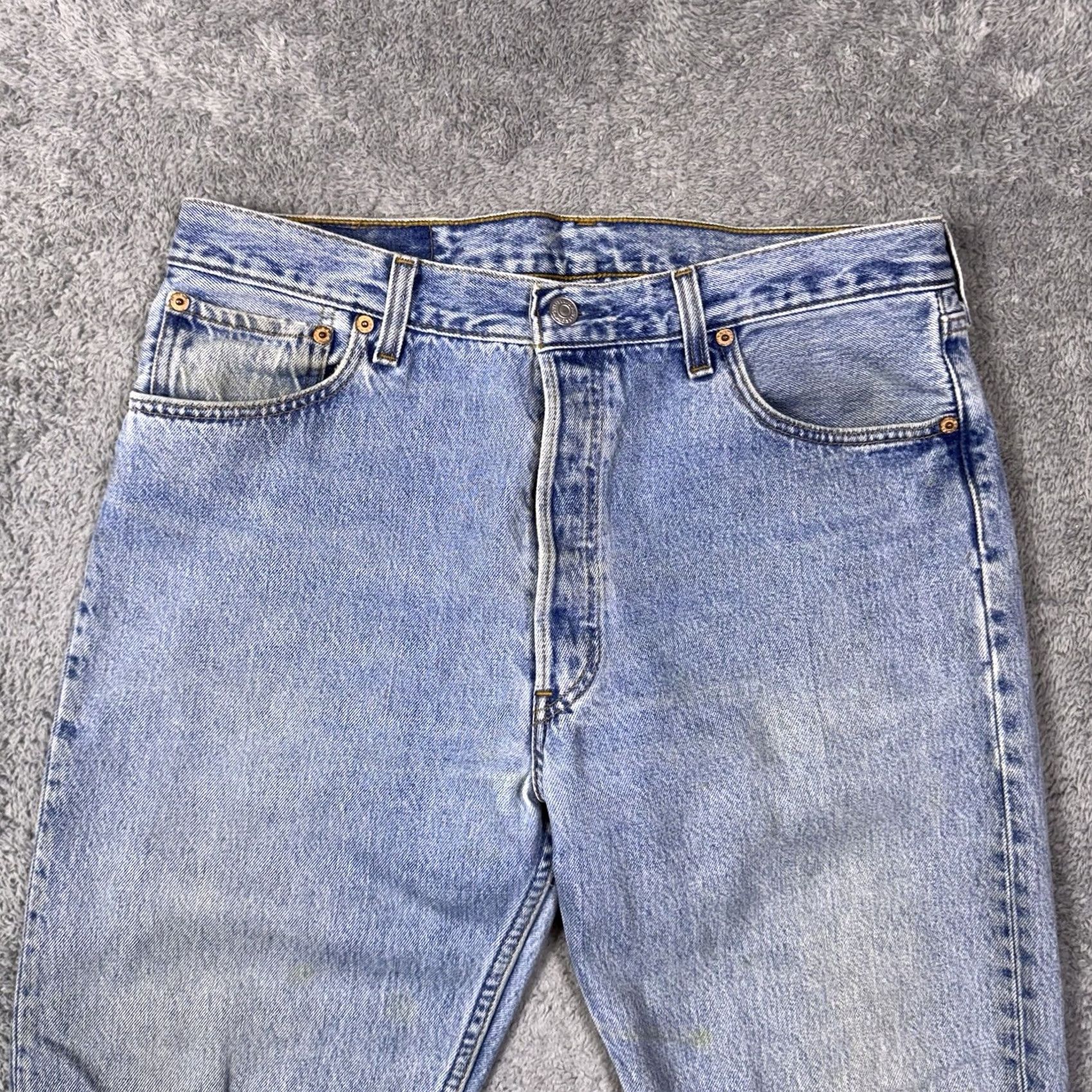 Levi's VINTAGE Levi'S Jeans Mens 33 Blue 501xx Men 33x31 USA Made Paper Tag Button Fly Trashed Size US 33 - 3 Thumbnail
