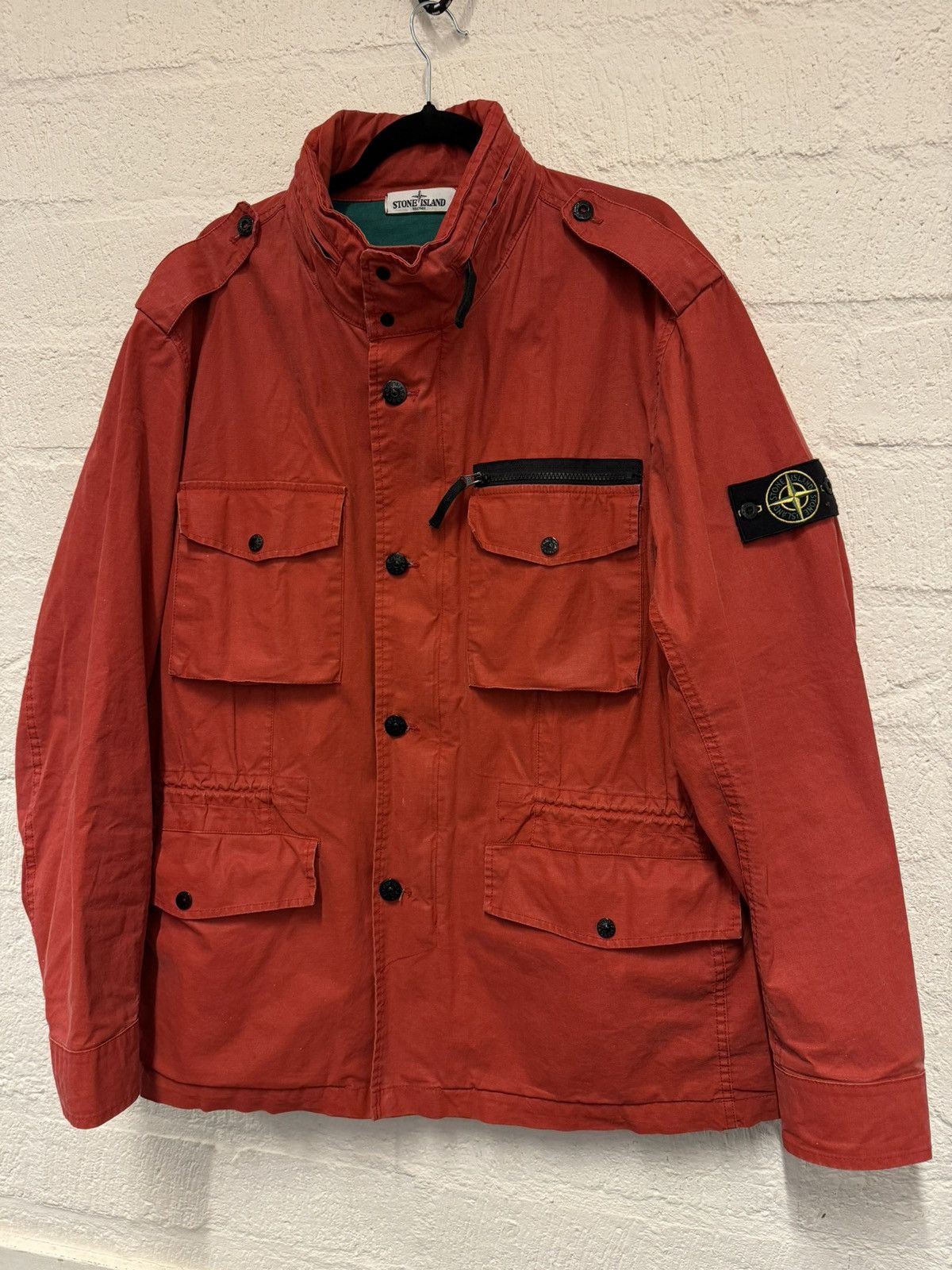 Image of Italian Designers x Stone Island Tela Stella Field Jacket Multipocket in Red, Men's (Size XL)