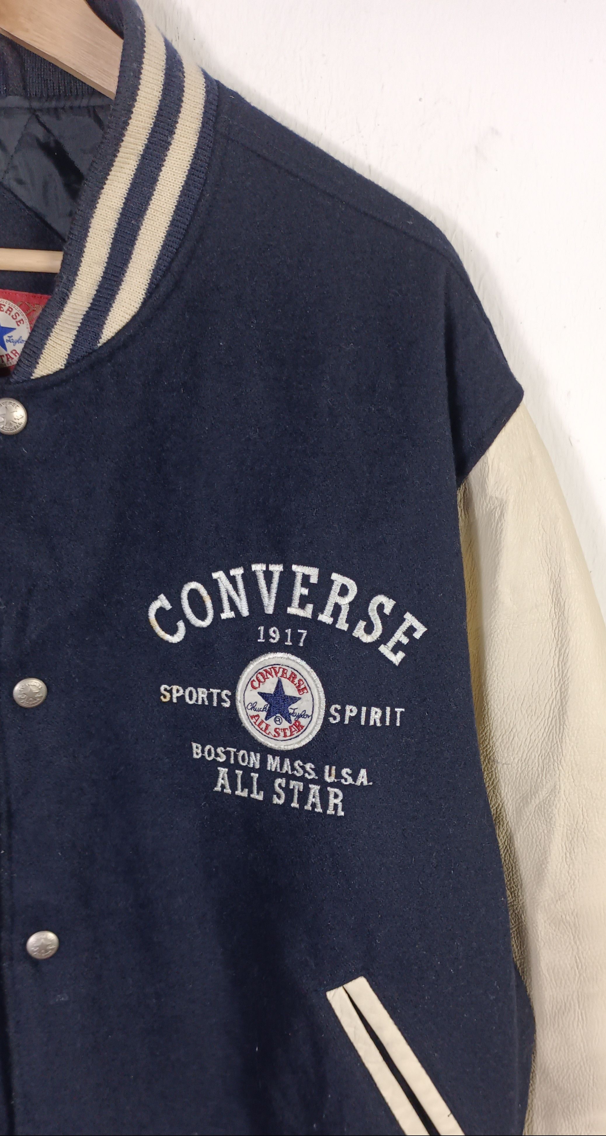 Converse CONVERSE Embroidery logo Leather Sleeve Varsity Jacket Size US XL / EU 56 / 4 - 8 Thumbnail
