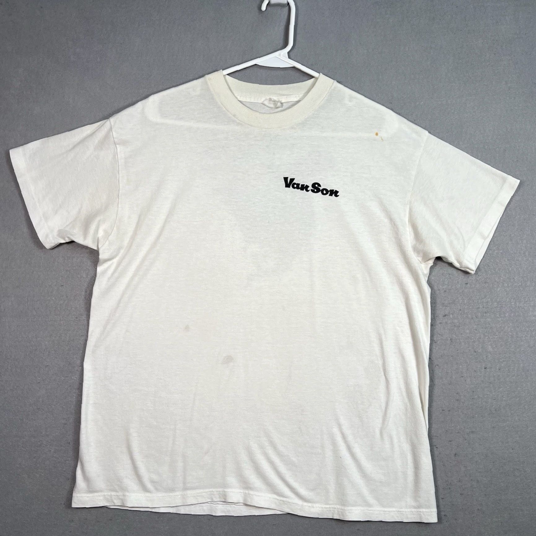 Vintage VINTAGE Van Son Printing Ink Shirt Mens Large White 1990s Graphic Tee Sportswear/Beach Mens L - 90s Merch Size US L / EU 52-54 / 3 - 2 Thumbnail