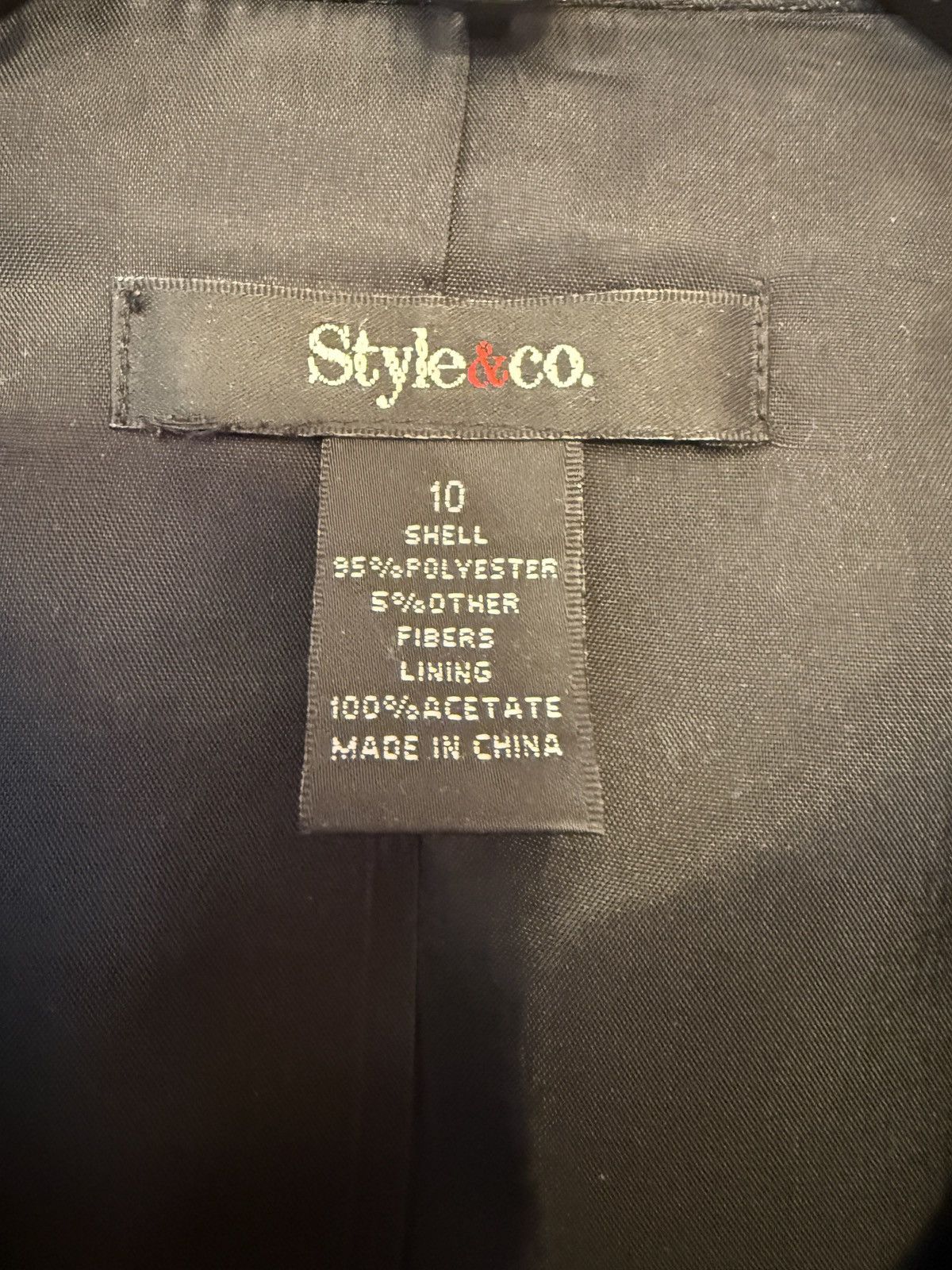 Style & Co Style & Co Black Metallic Textured Cropped Lge Button Jacket Size L / US 10 / IT 46 - 2 Thumbnail
